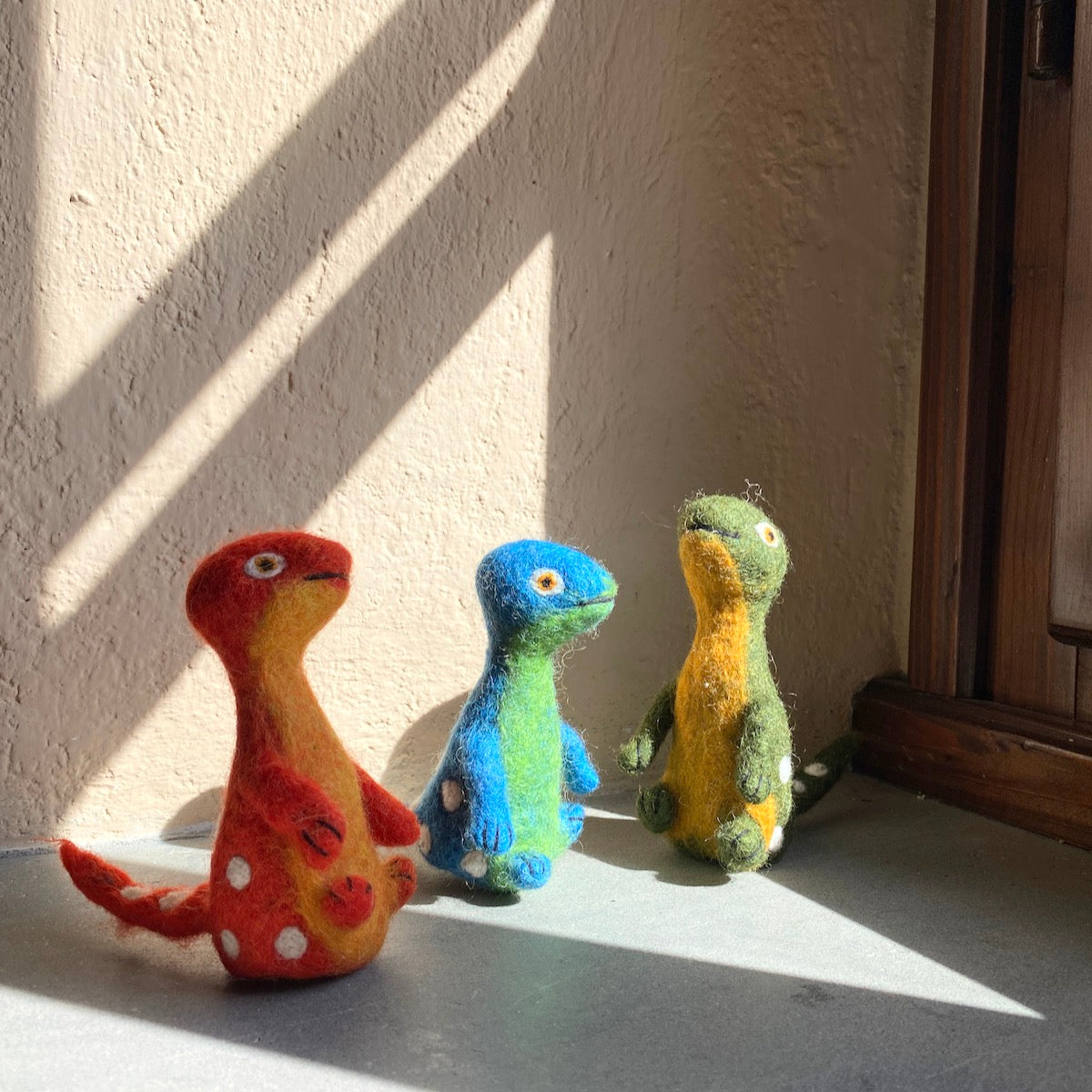 Felt Finger Puppets Set Of 3 - Dino Brothers