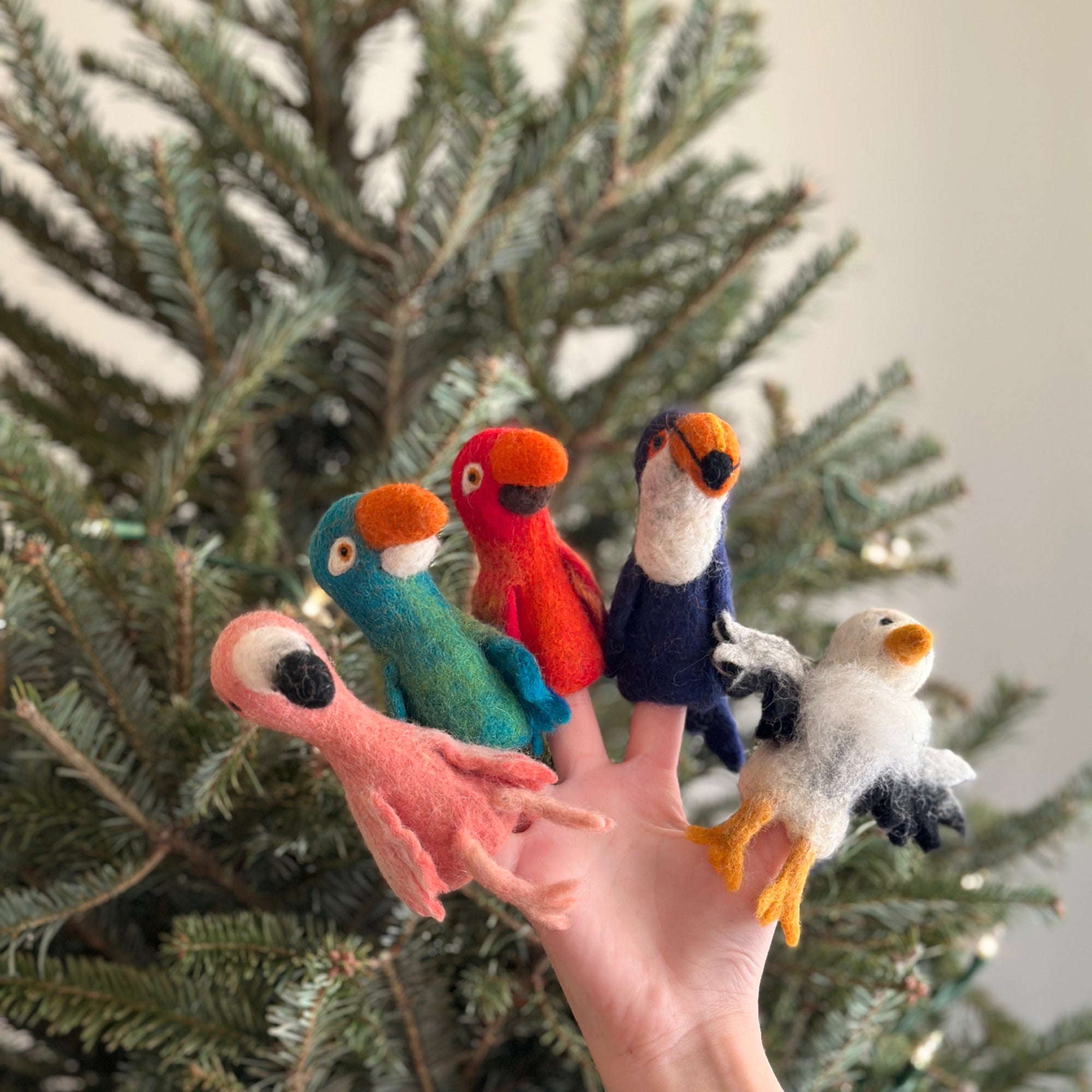 Felt Finger Puppets Set Of 5 - Birds