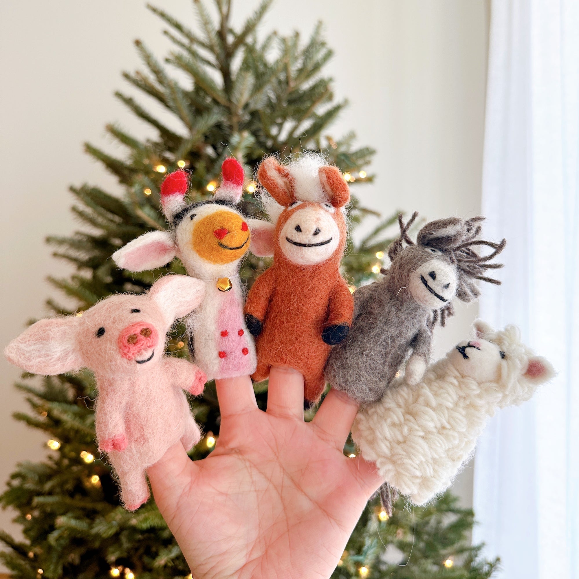 Felt Finger Puppets Set Of 5 - Farm Animal