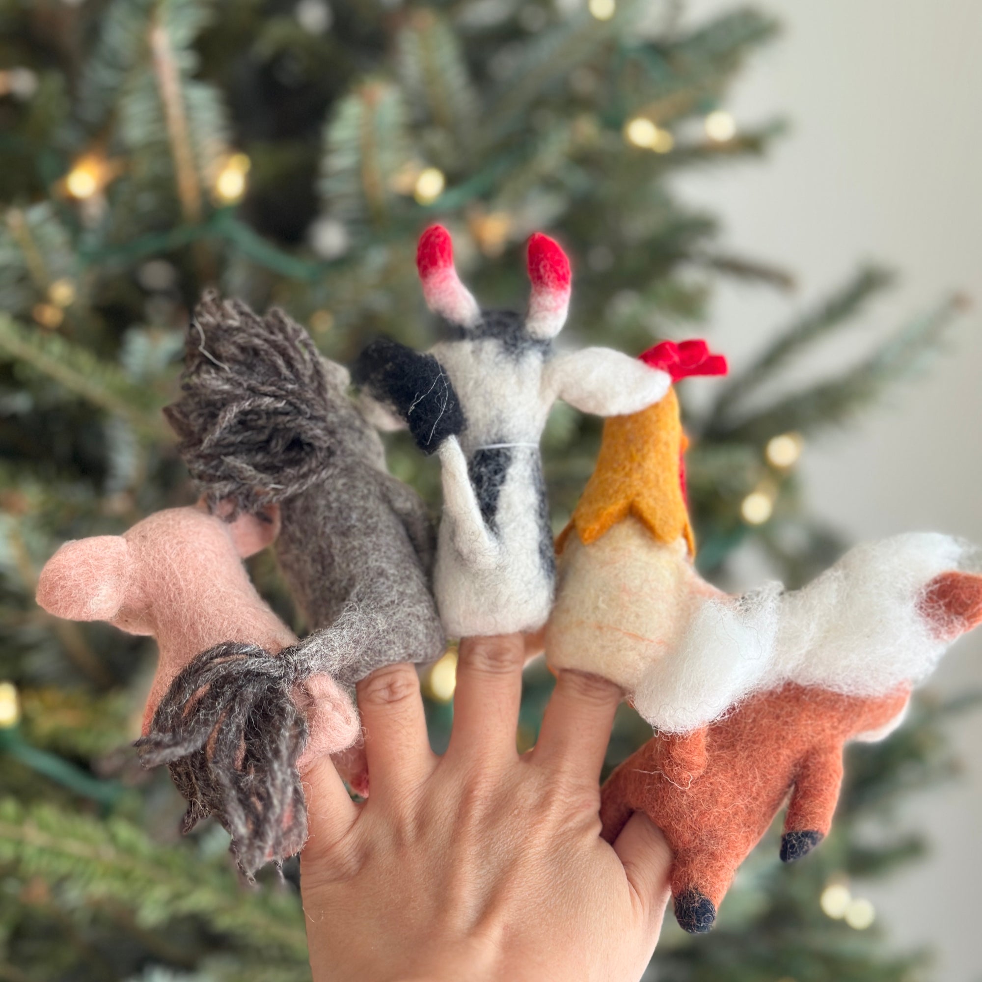 Felt Finger Puppets Set Of 5 - Farm Animals