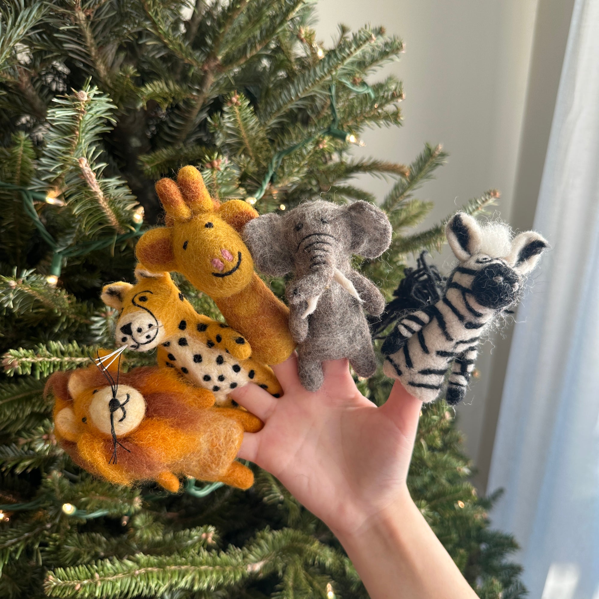 Felt Finger Puppets Set Of 5 - Safari Animals