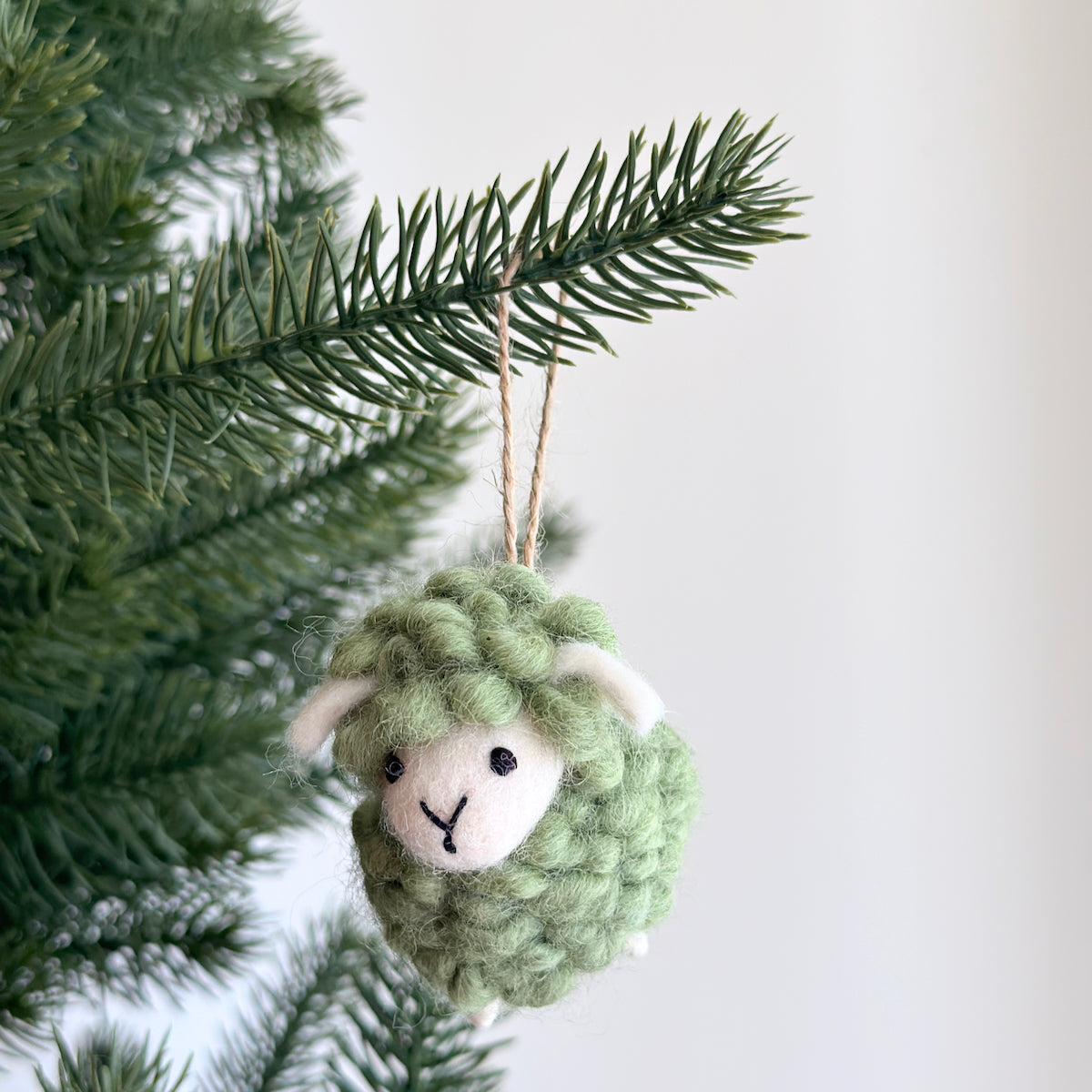 Felt Mini Fluffy Sheep Ornament Set Of 6 - Pastel Tone