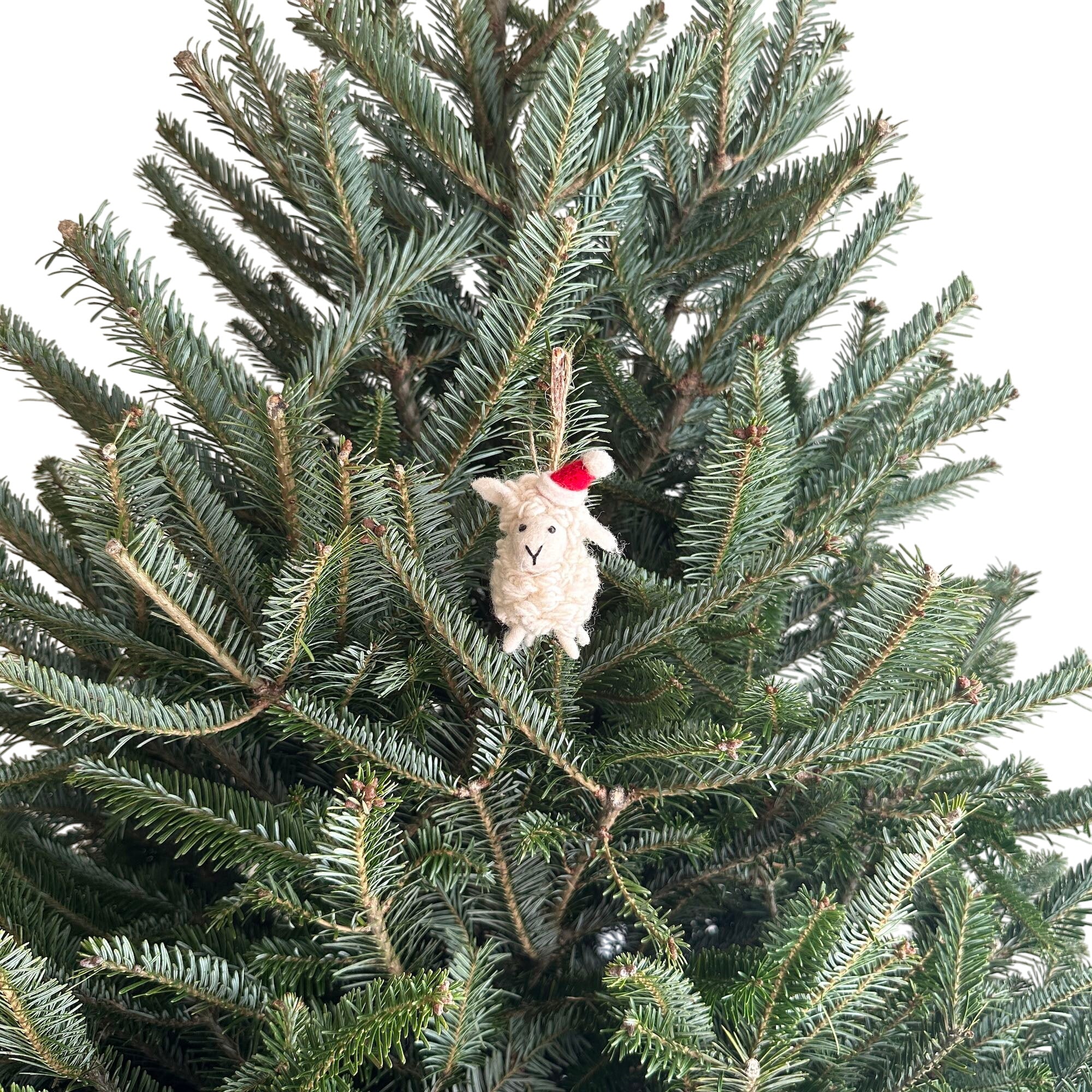 Felt Ornament - Mini Sheep With Christmas Hat
