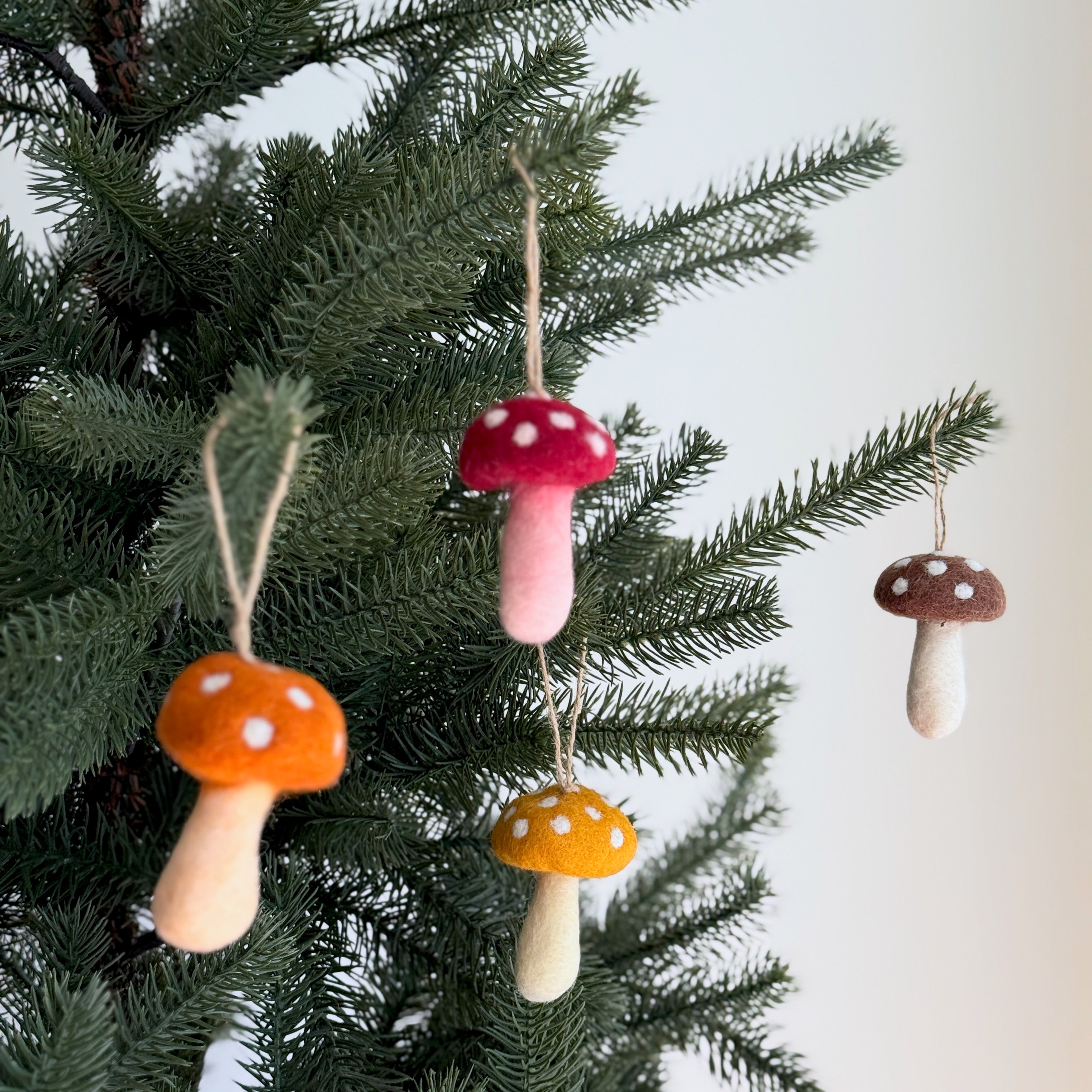 Felt Ornament - Autumn Tone Mushroom Set Of 4