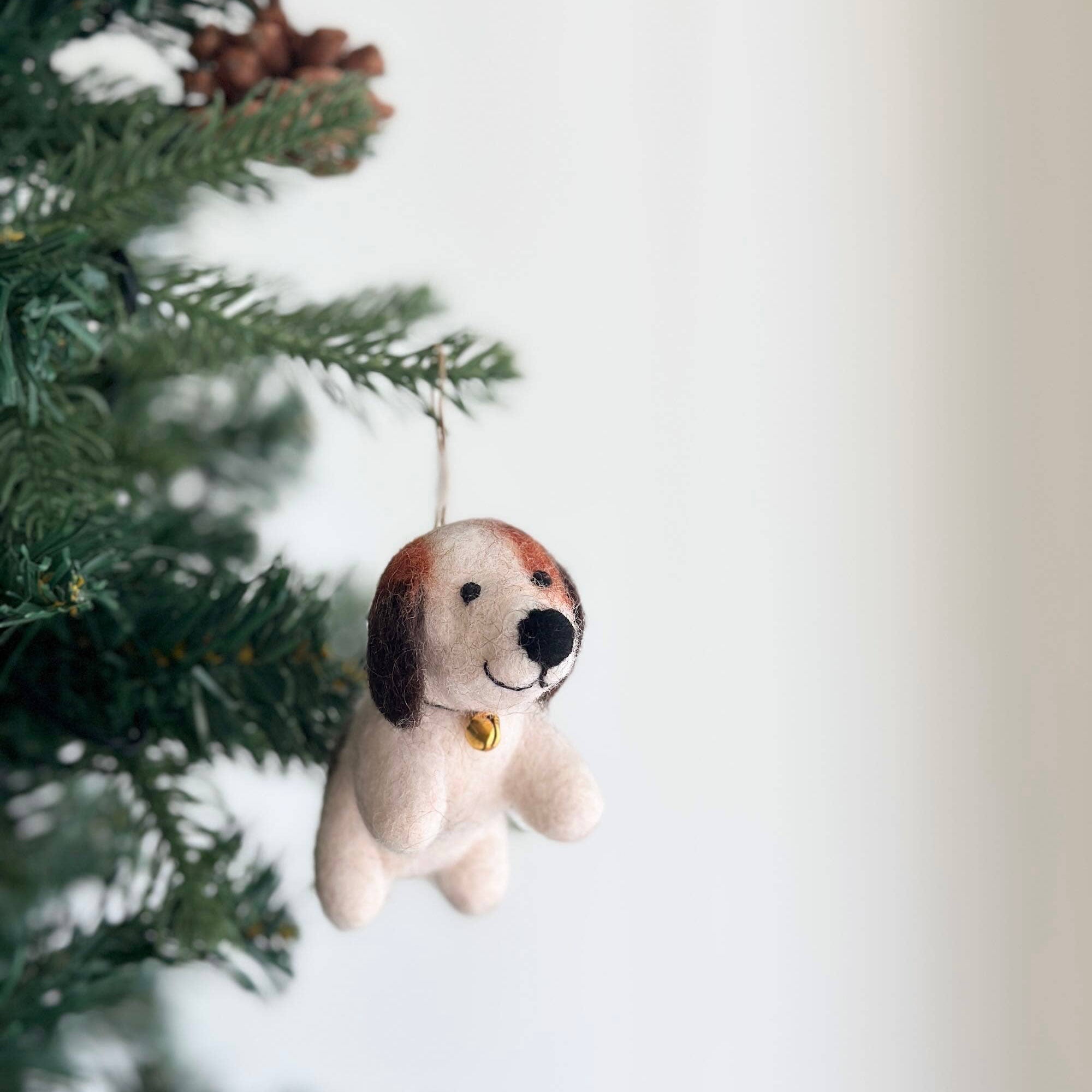 Felt Ornament - Beagle With Bell