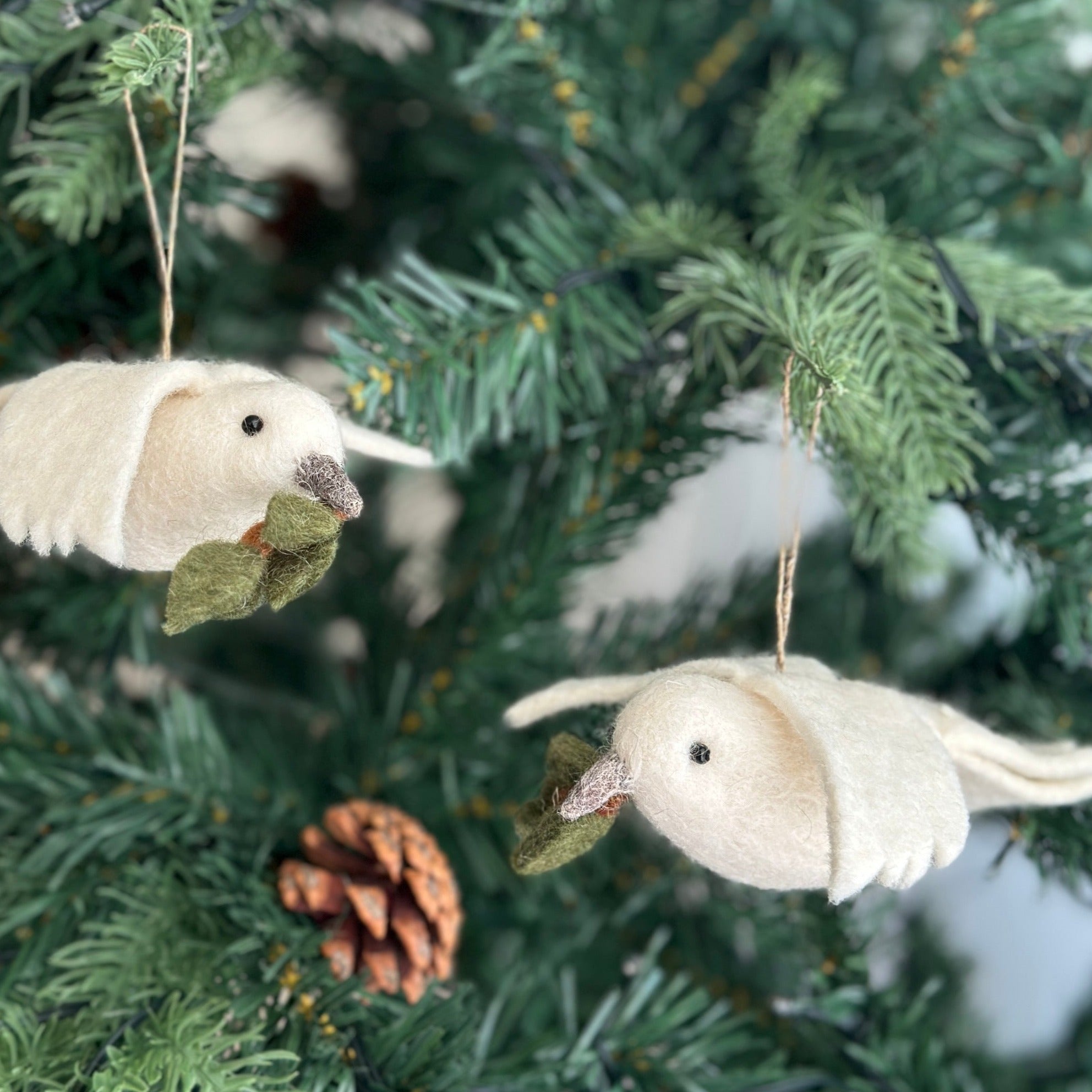 Felt Ornament - Dove With Olive Twig