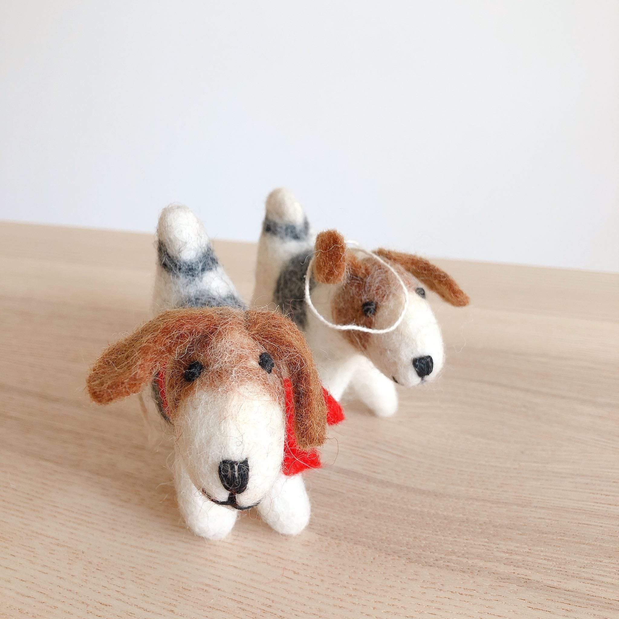Felt Ornament - Jack Russell Dog With Christmas Hat