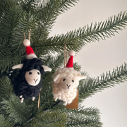 Felt Ornament - Mini Sheep With Christmas Hat