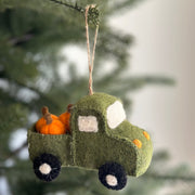 Felt Pickup Truck With Pumpkins Ornament