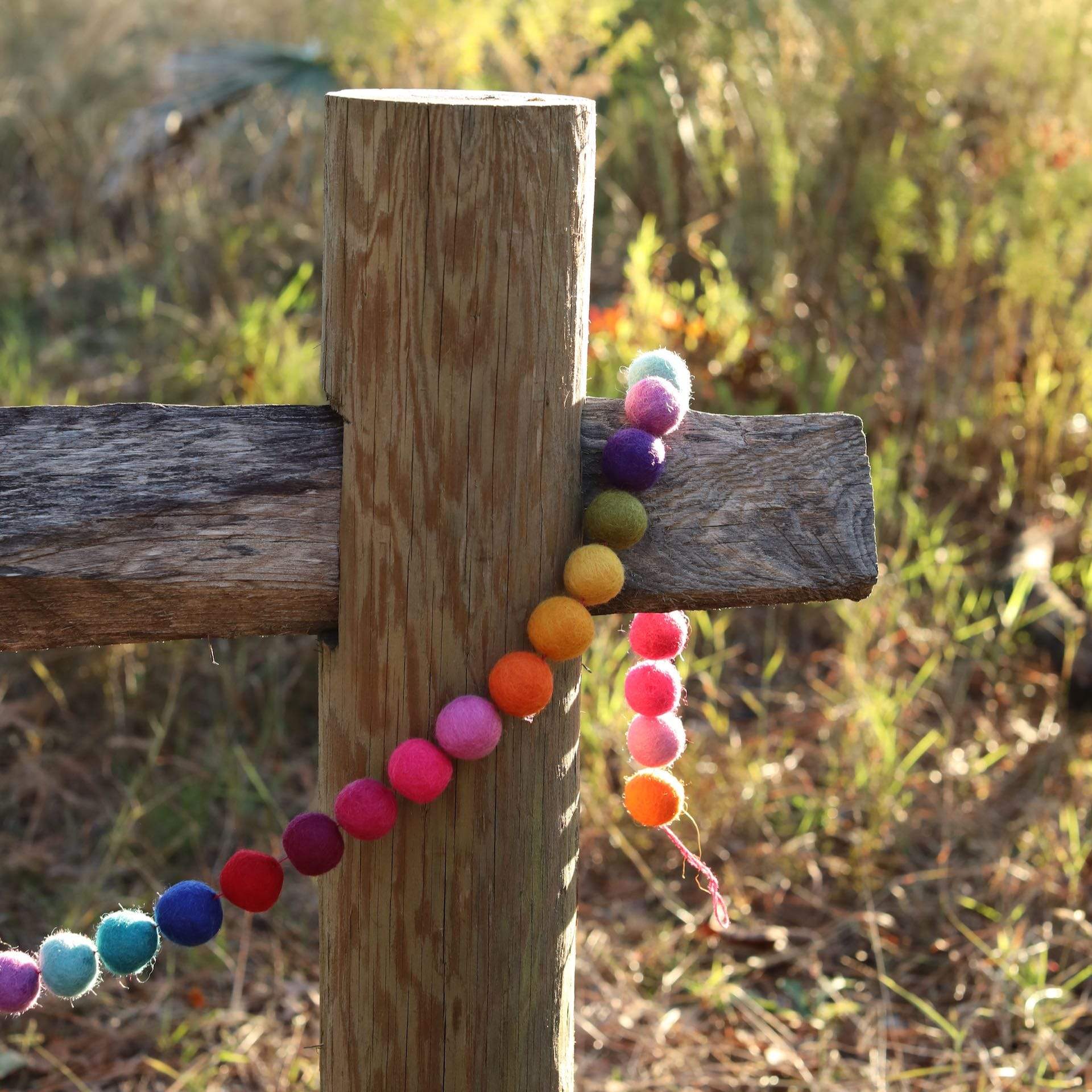 Felt Rainbow Pompom Ball Garland