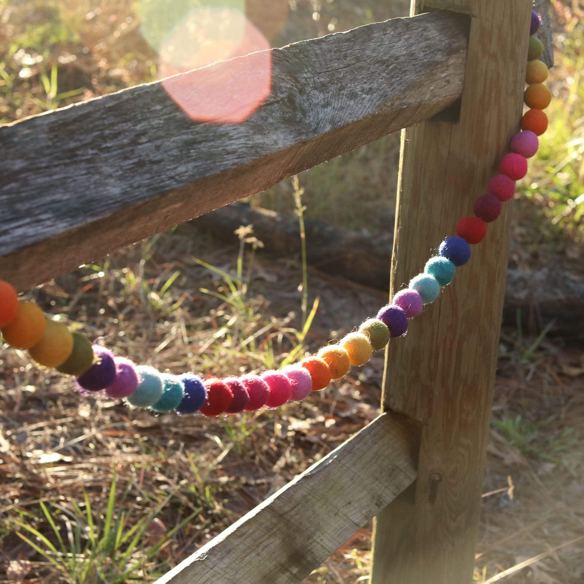 Felt Rainbow Pompom Ball Garland