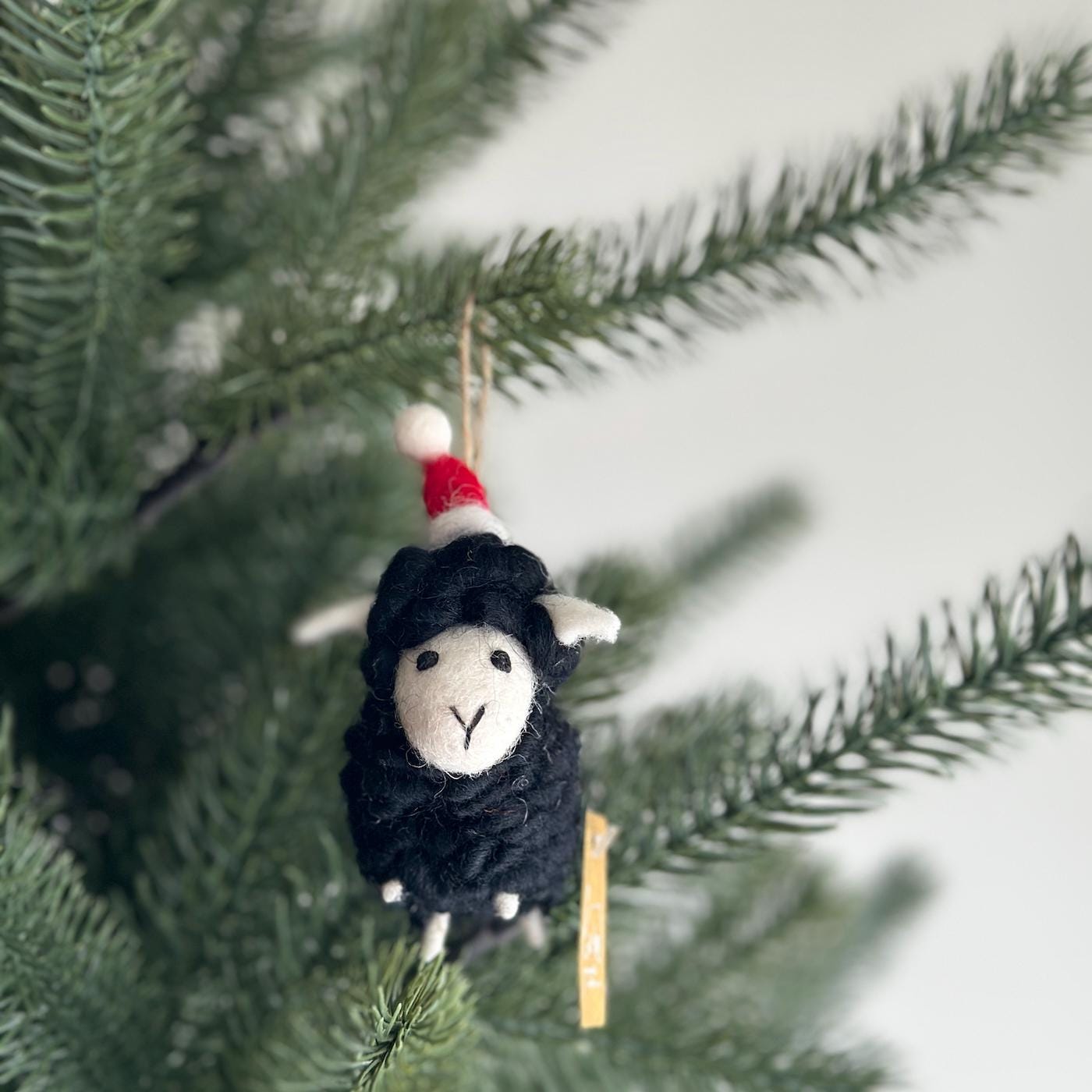 Felt Sheep Ornament With Christmas Hat