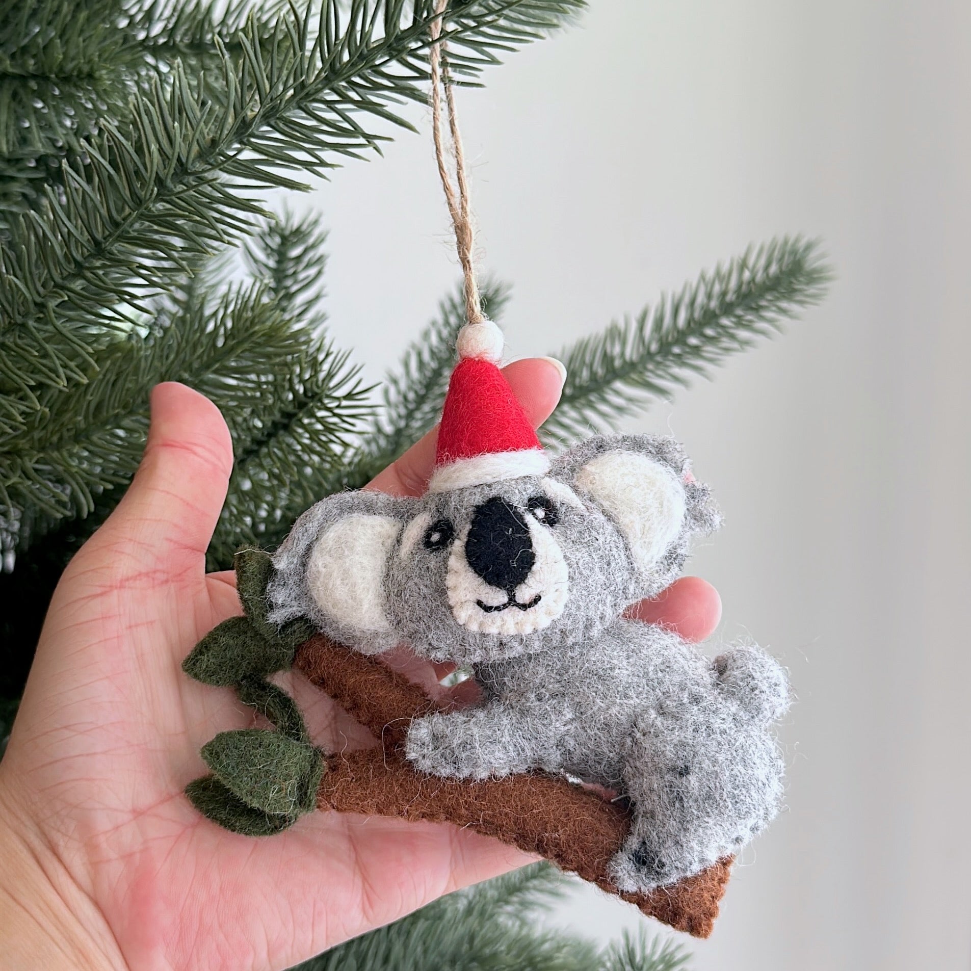 Felt Stitched Koala With Baby Ornament