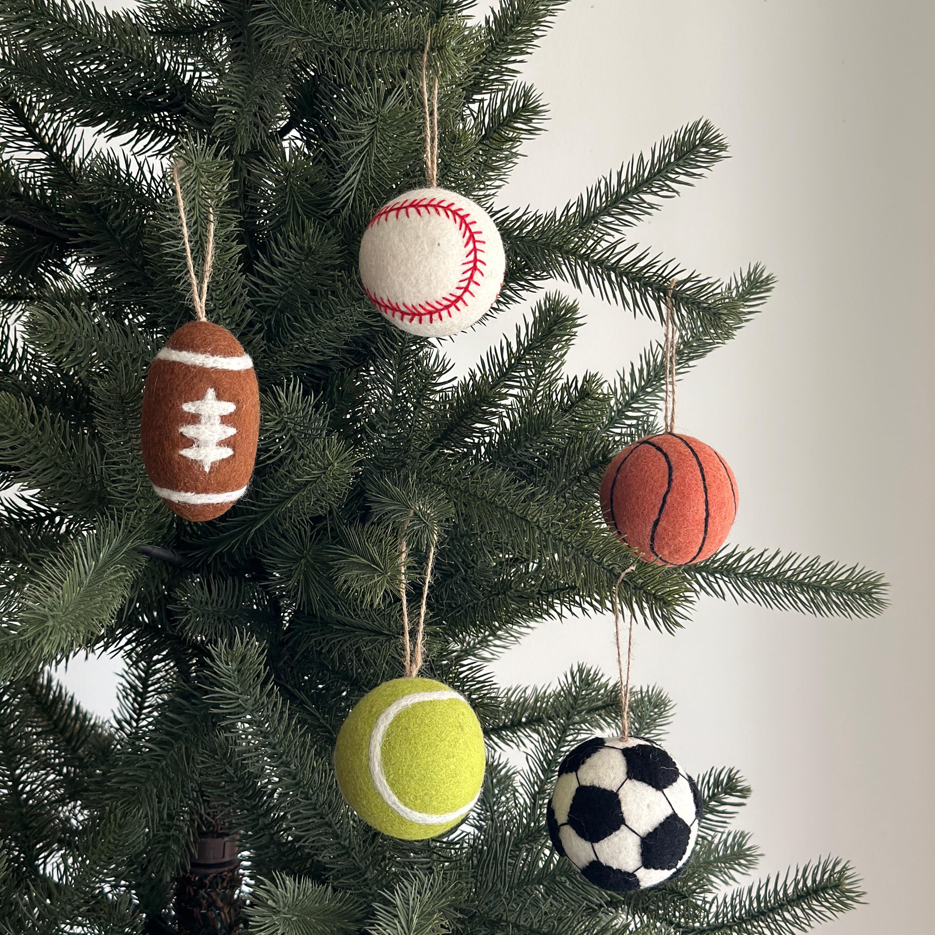 Felt Tennis Ball Ornament – Handmade Wool Sports Christmas Decoration