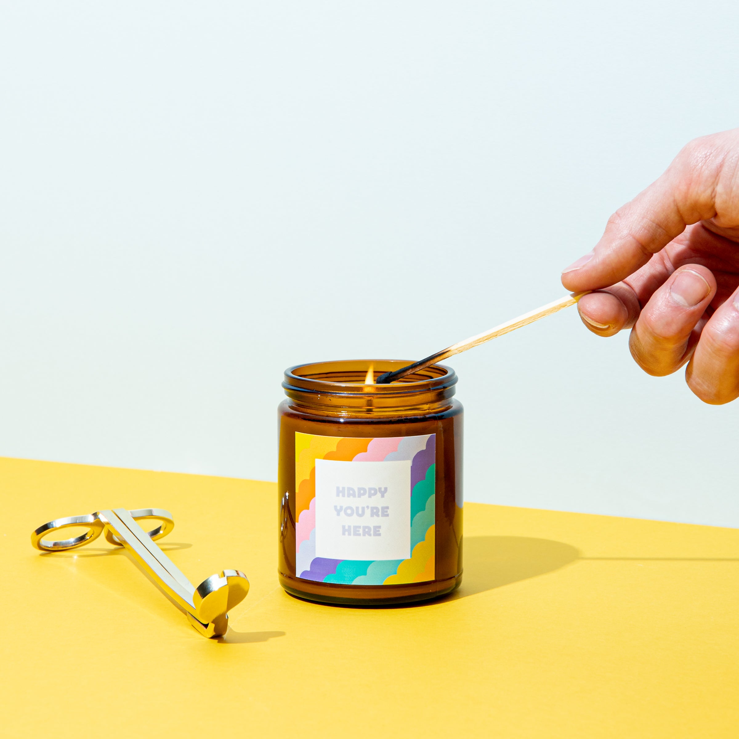 Candle Jar W/lid Amber - Delightful