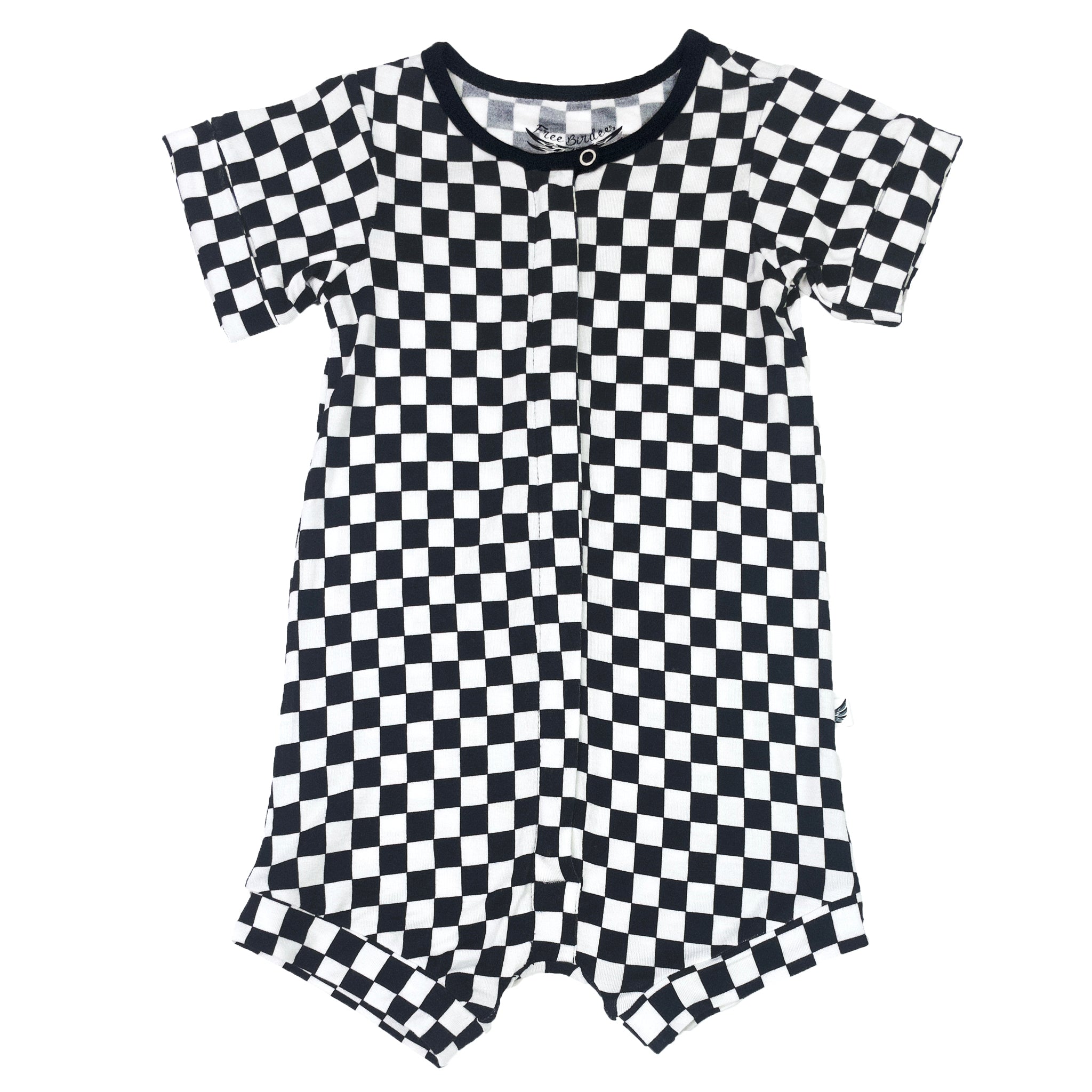 Finish Line Checkers Short Two-way Zippy Romper (0-24m)