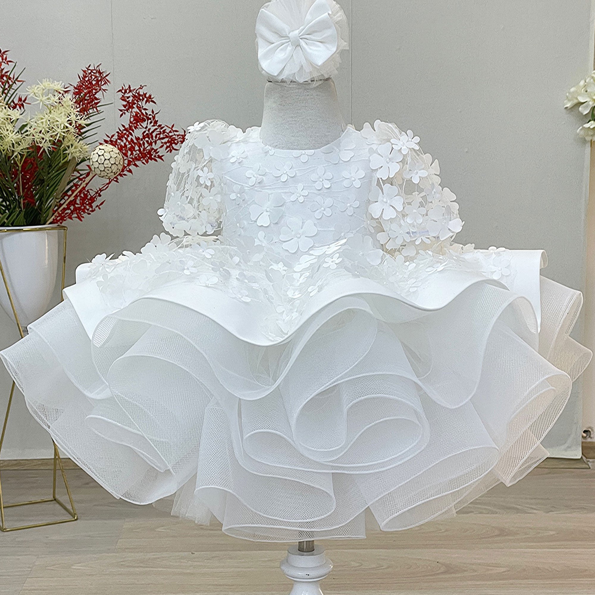 Fiona White Party Dress - Layered