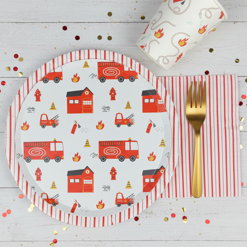 Firetruck Dessert Plates 8" (8 Pack)