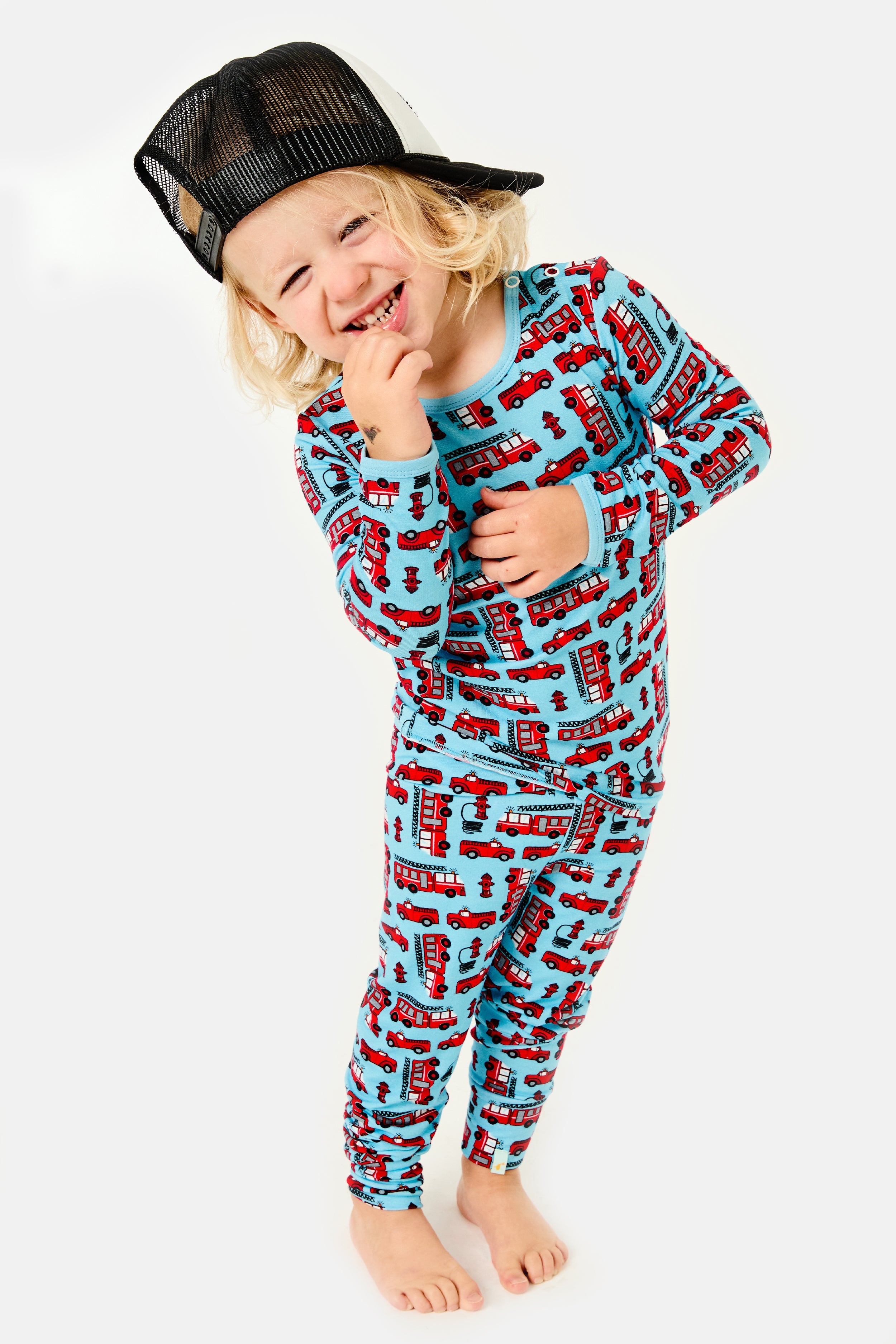 Long Sleeve Pajama Set - Fire Trucks