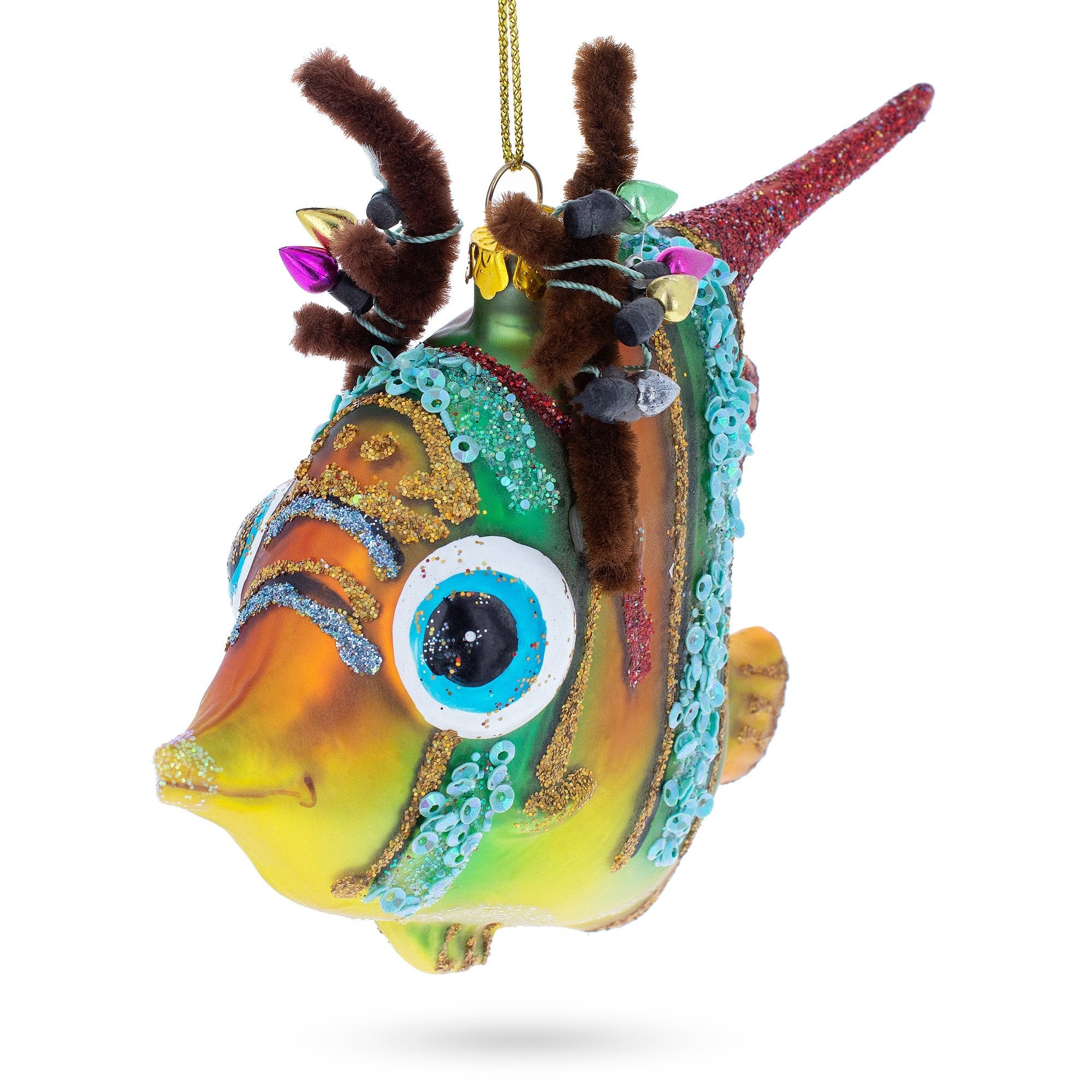 Vibrant Coral Fish - Blown Glass Christmas Ornament