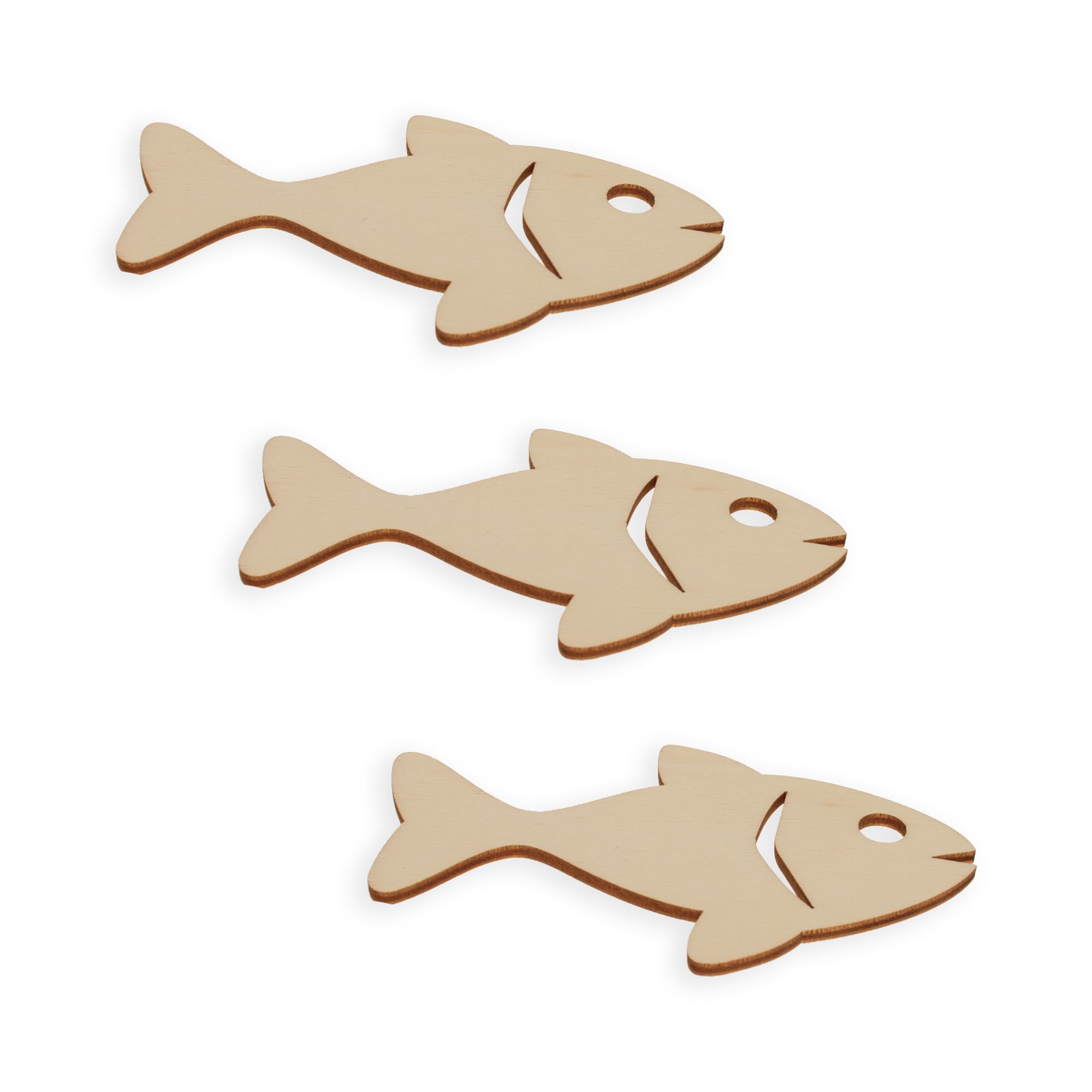 3 Fishes Unfinished Wooden Shapes Craft Cutouts Diy Unpainted 3d Plaques 4 Inches