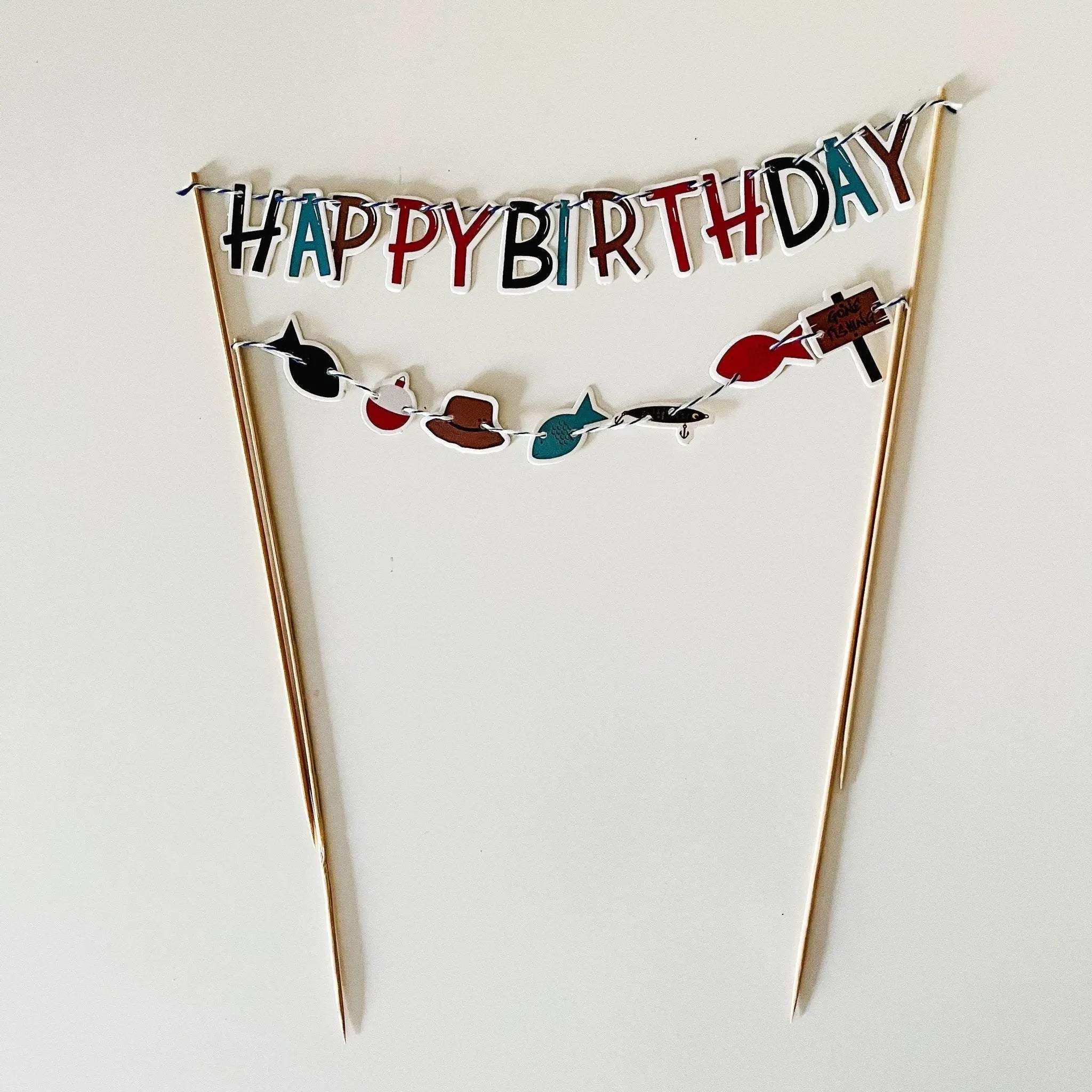 Fishing Happy Birthday Cake Banner