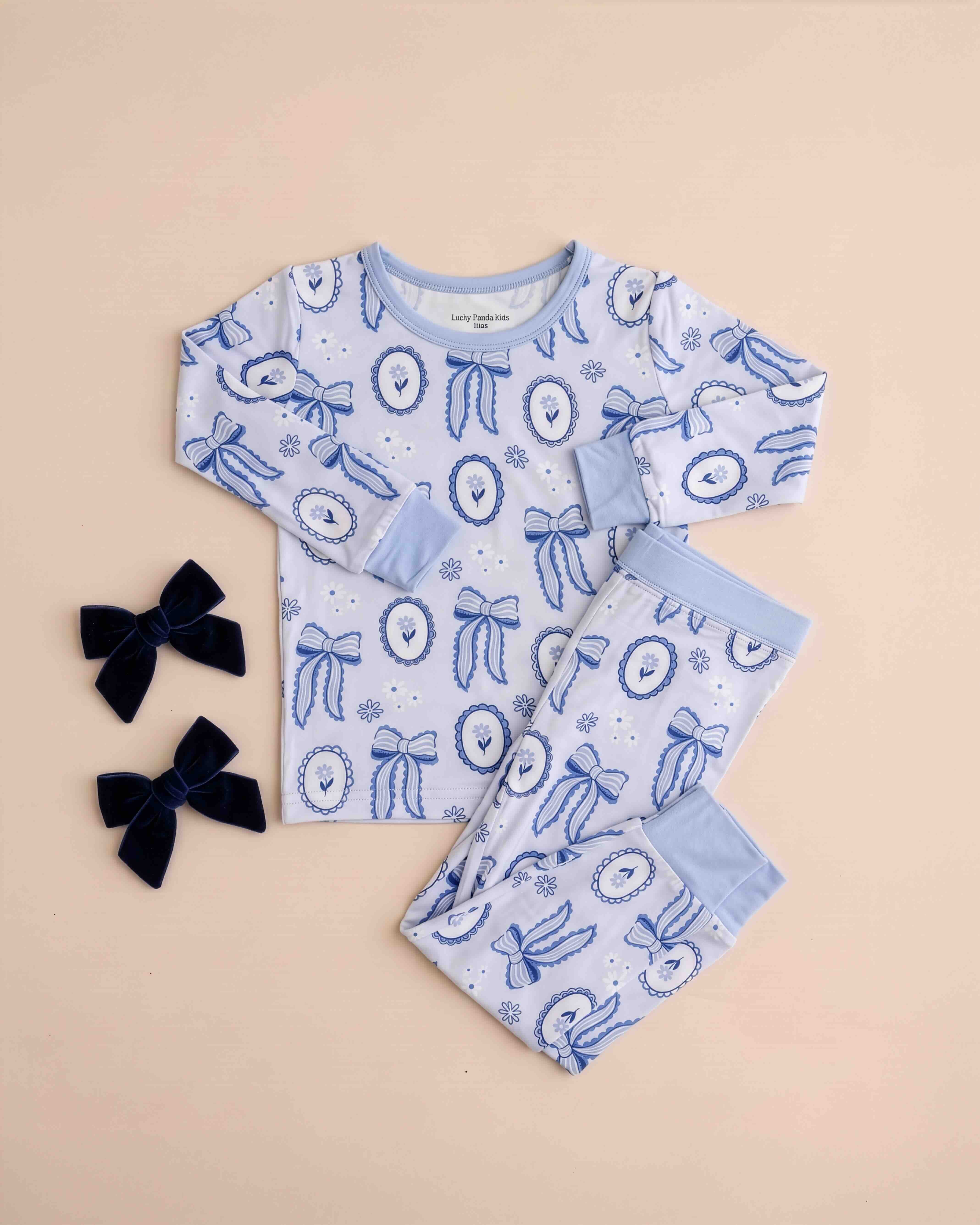 Bamboo Two Piece Set | Blue Bow