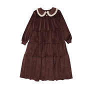 Velour Maxi Robe-brown