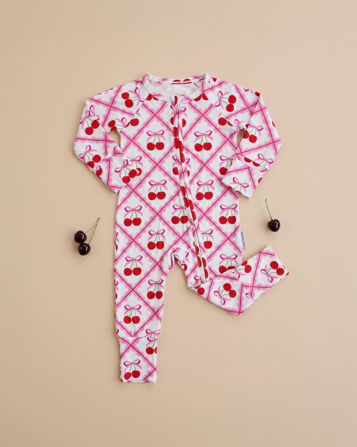Bamboo Zip Romper | Cherry Bow