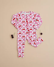 Bamboo Zip Romper | Cherry Bow