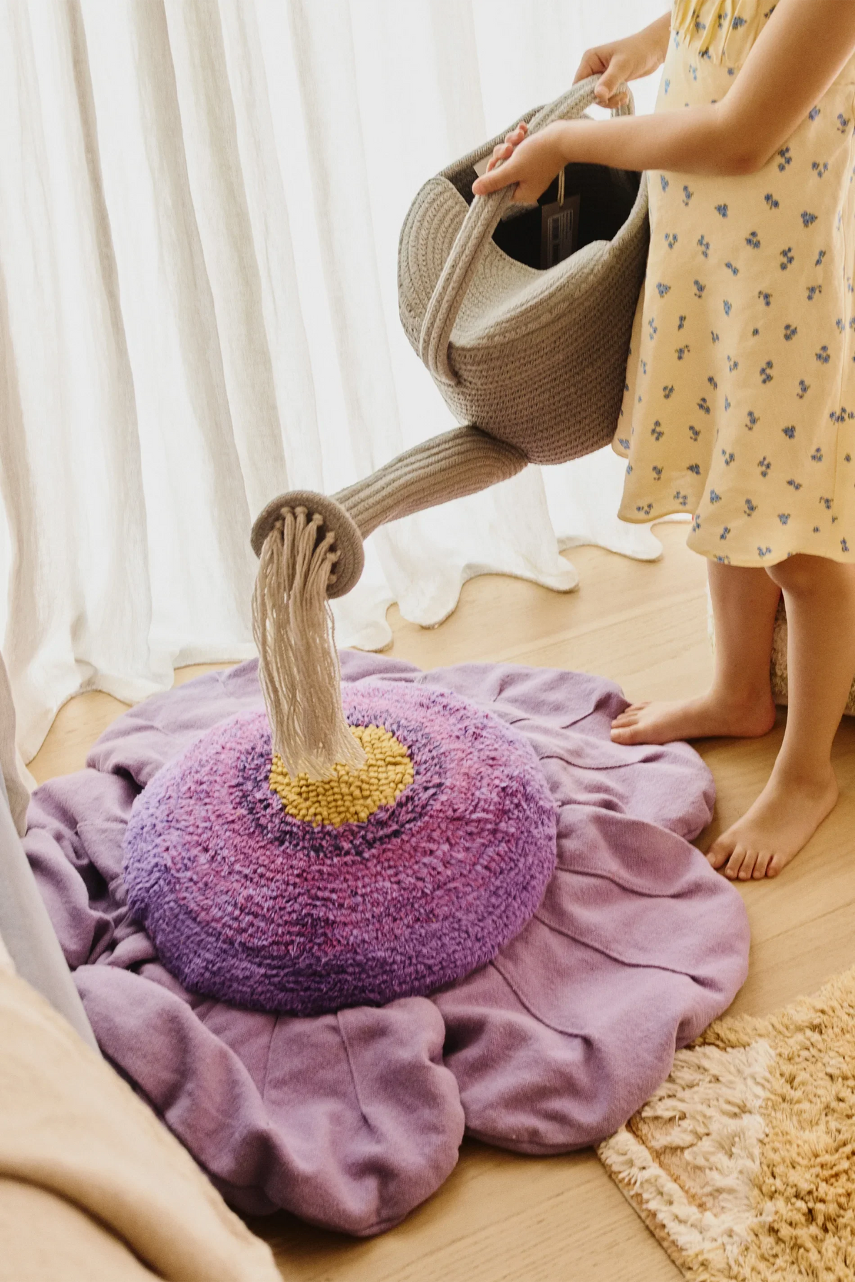 FLOOR CUSHION PURPLE POPPY