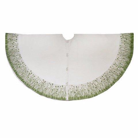 Handmade Flora Christmas Tree Skirt Green