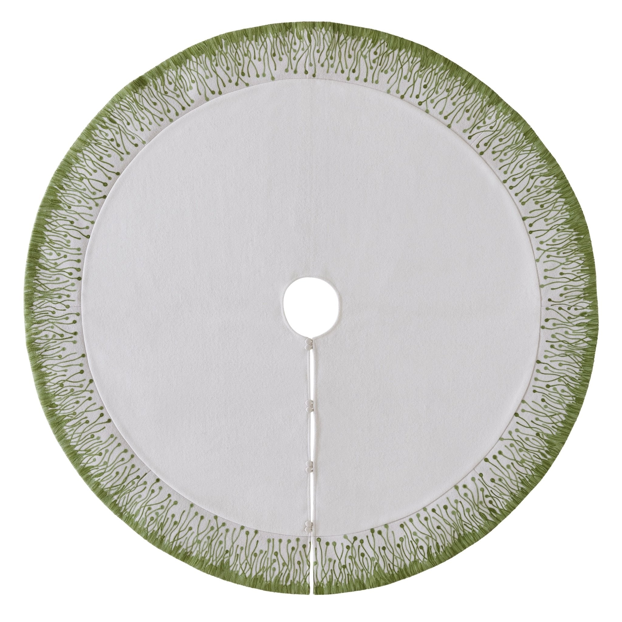 Handmade Flora Christmas Tree Skirt Green