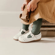 Flora T-strap - Ivory Pebble