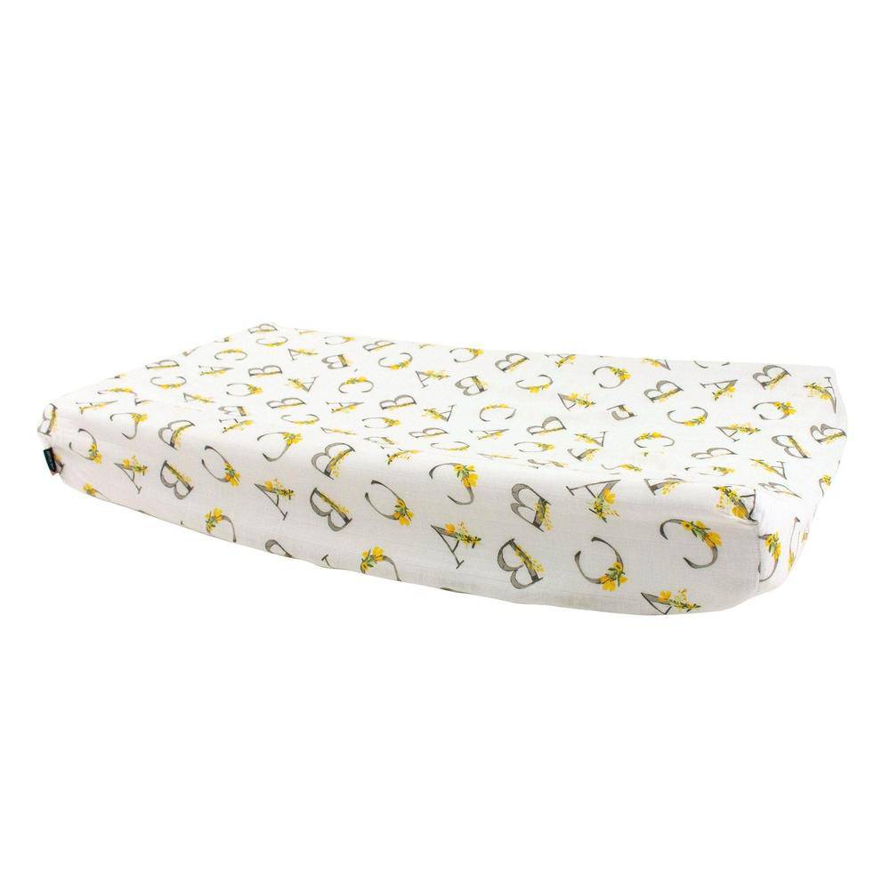 Floral Alphabet Oh So Soft Muslin Changing Pad Cover