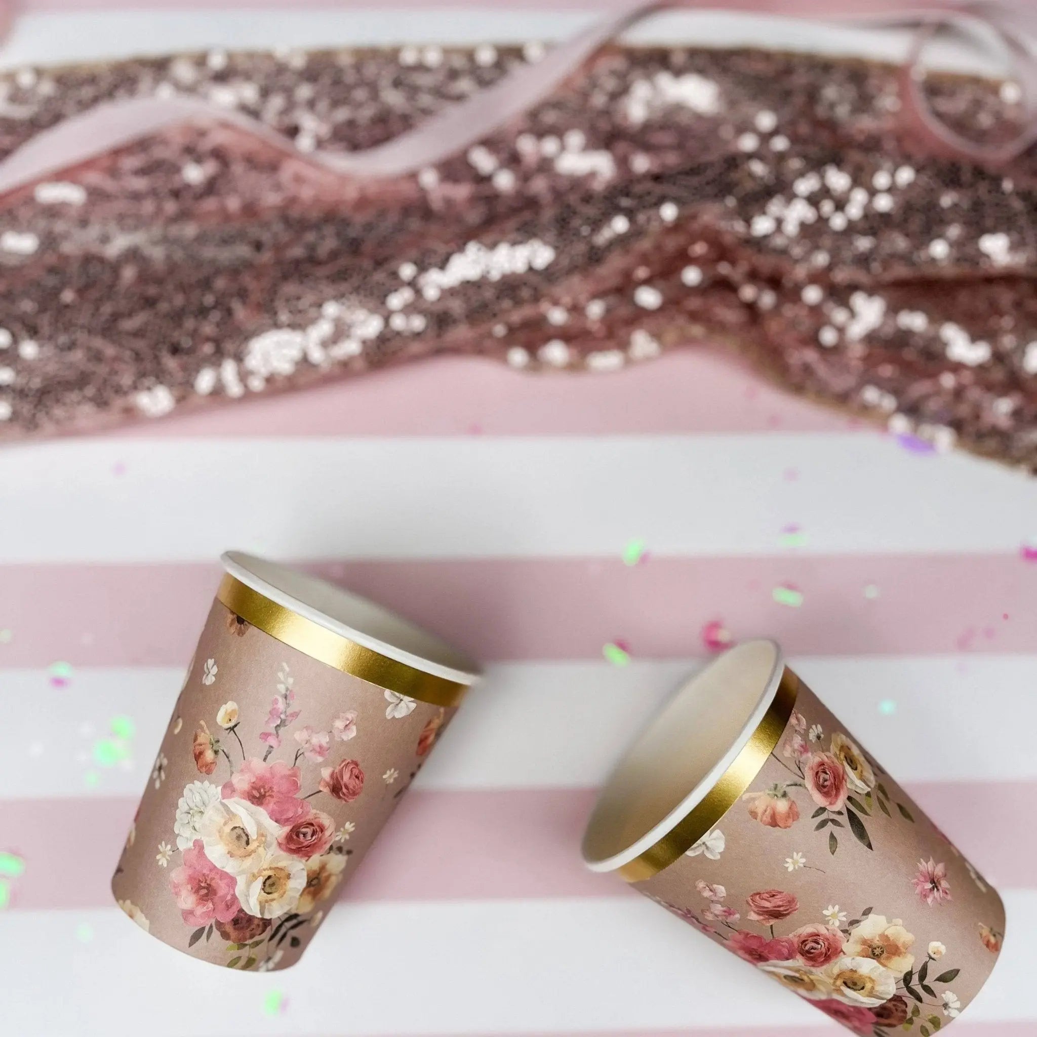 Floral Beige Cups