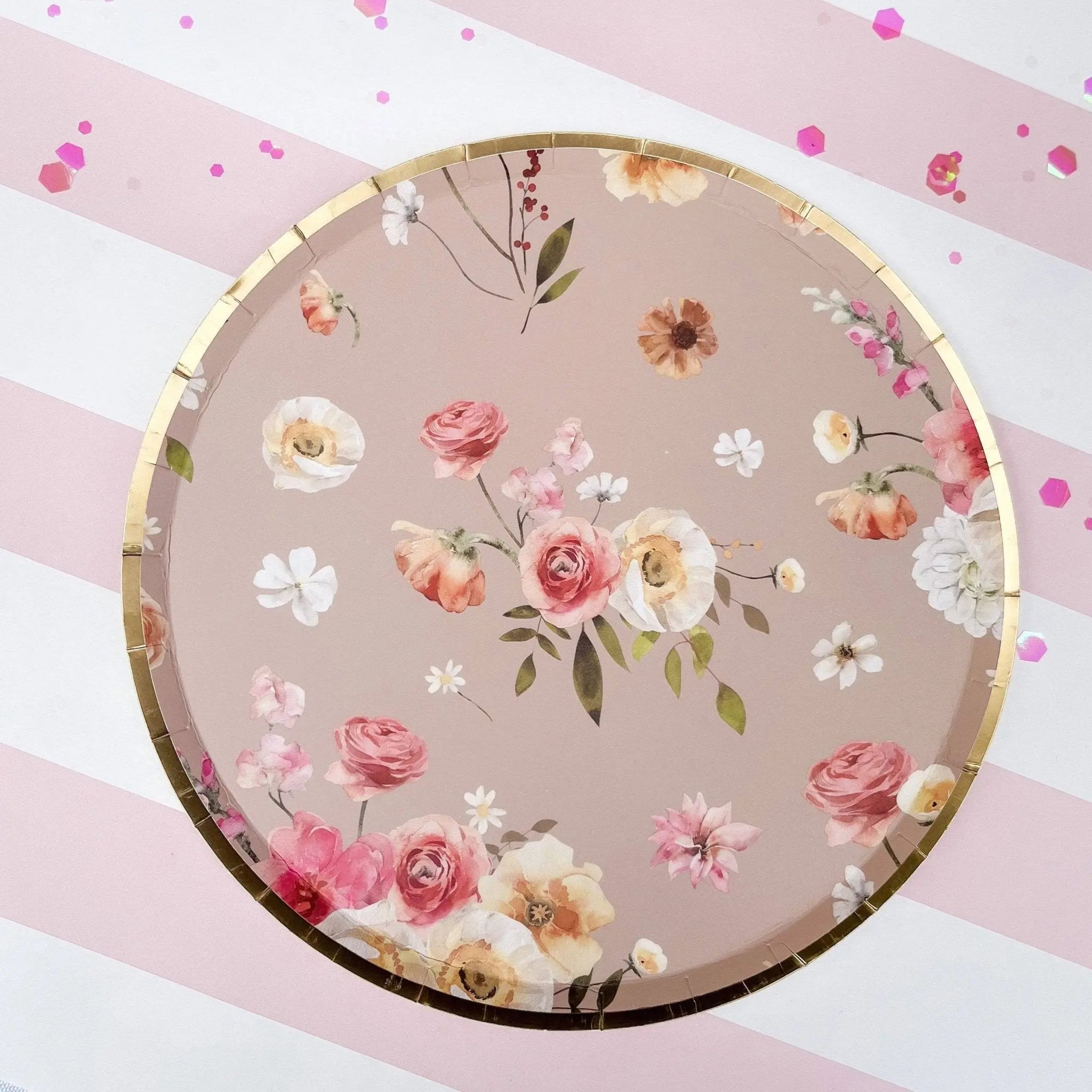 Floral Beige Plate, Small