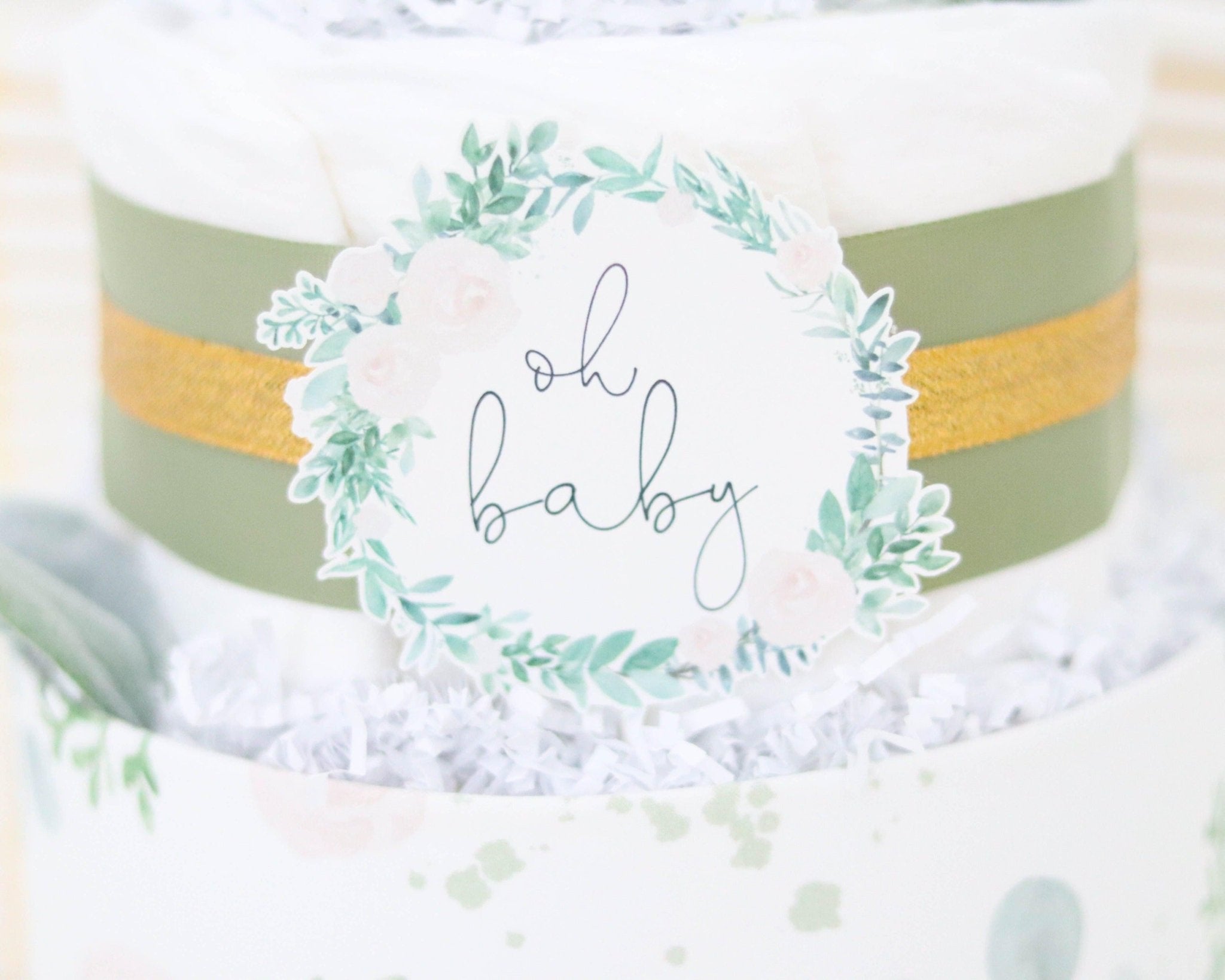 Floral Greenery Diaper Cake