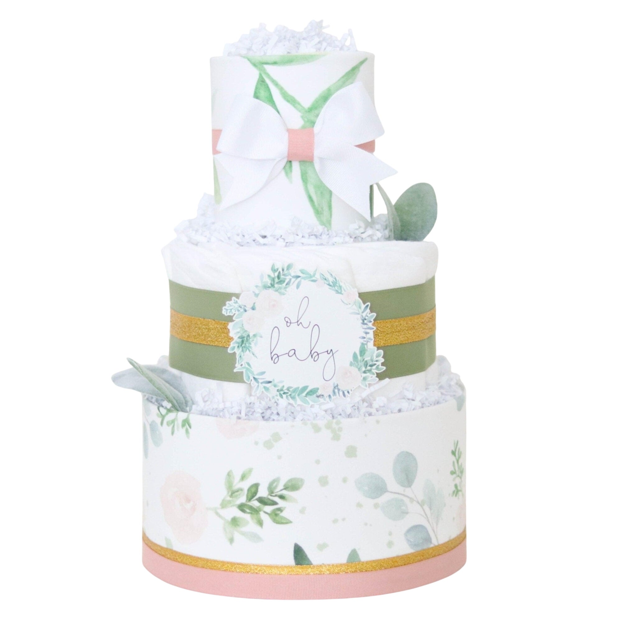 Floral Greenery Diaper Cake