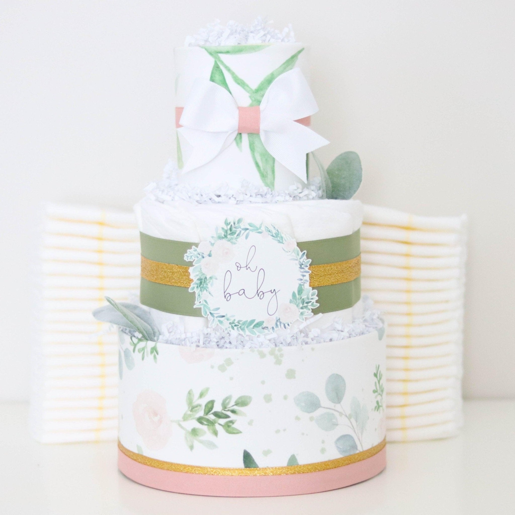 Floral Greenery Diaper Cake