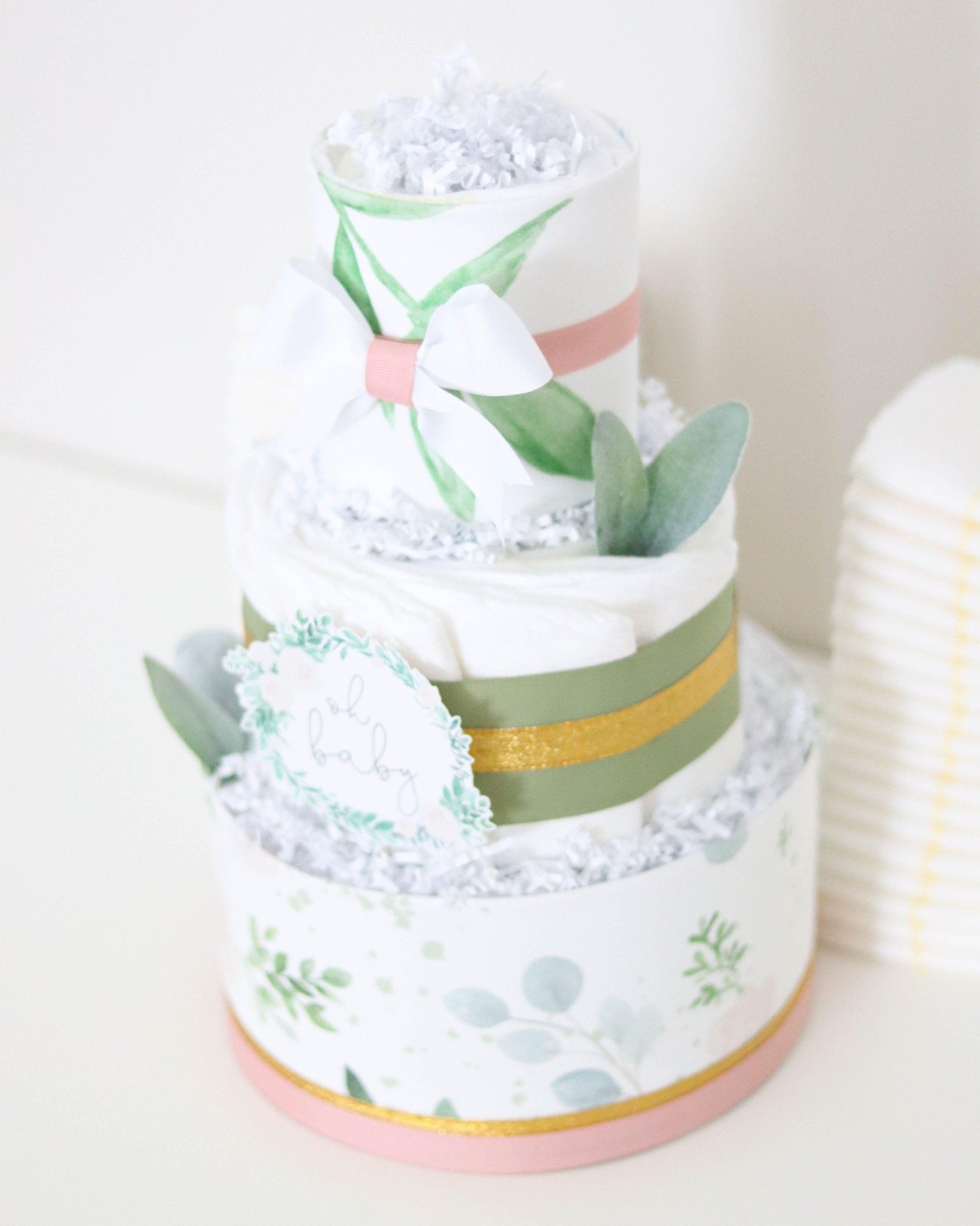 Floral Greenery Diaper Cake