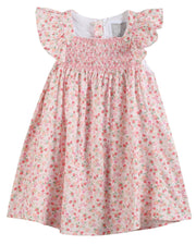 Floral Strawberry Smocked Flutter Dress