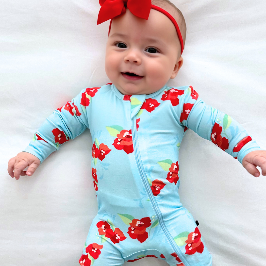 Amalfi Coast Red Flower Zippered Romper