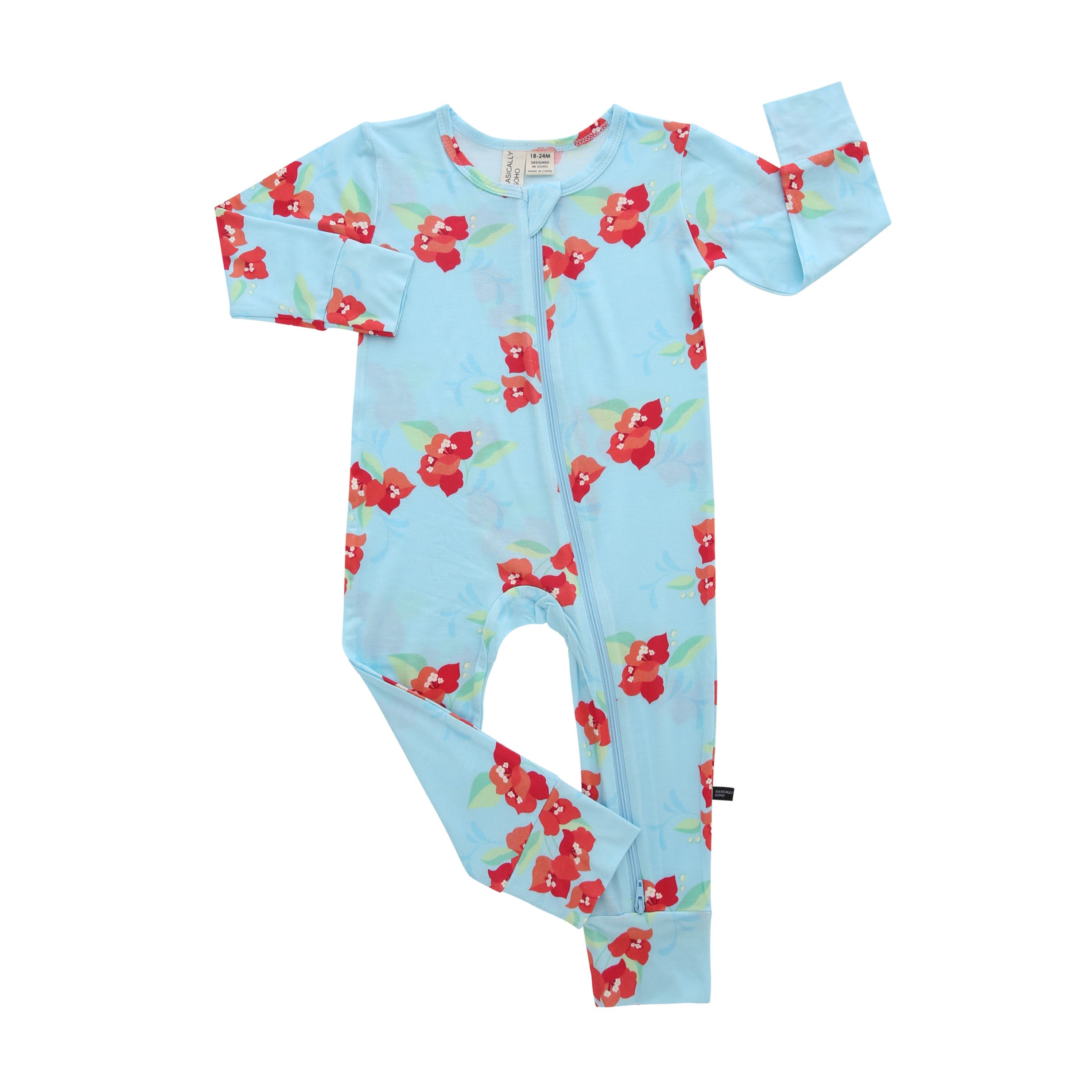 Amalfi Coast Red Flower Zippered Romper
