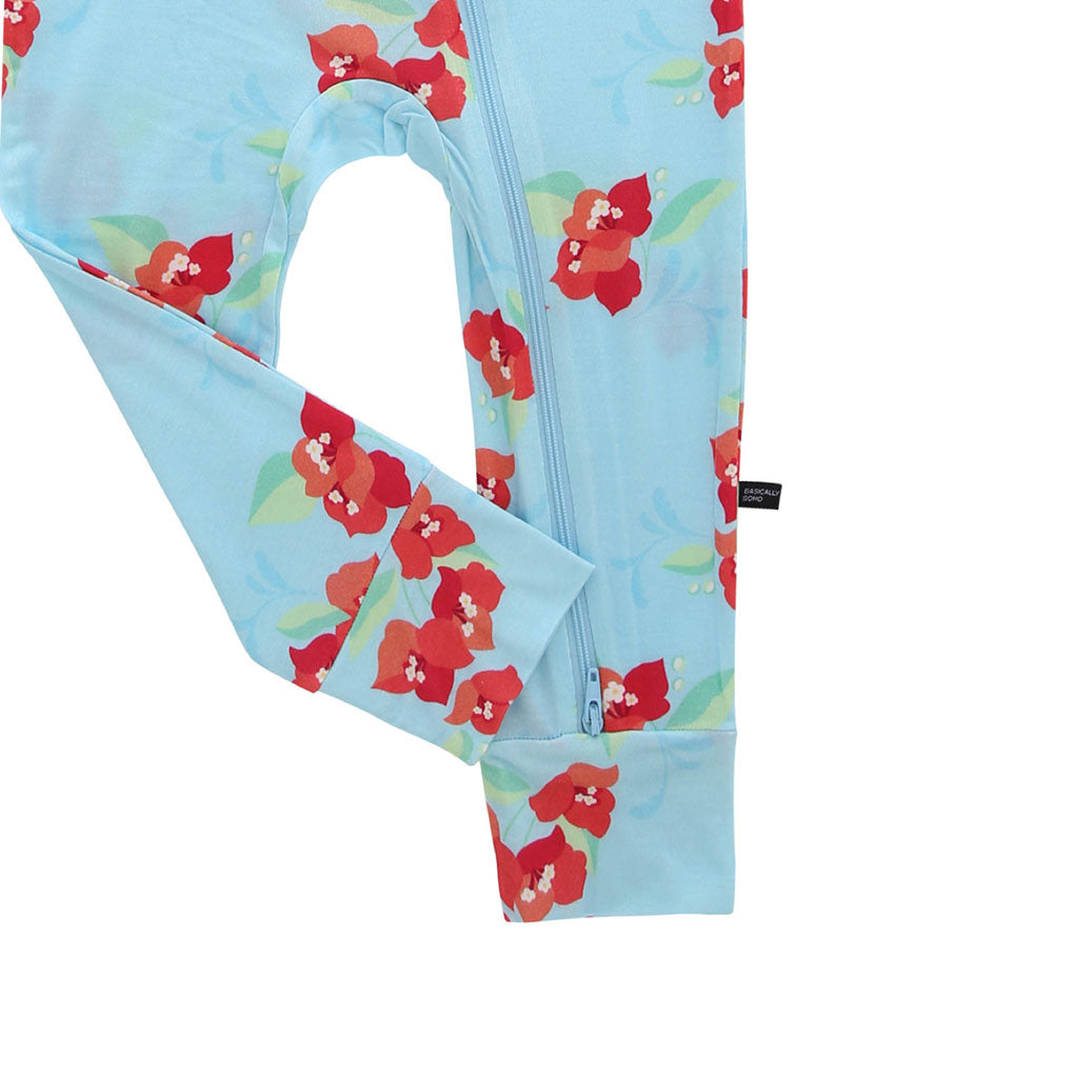 Amalfi Coast Red Flower Zippered Romper