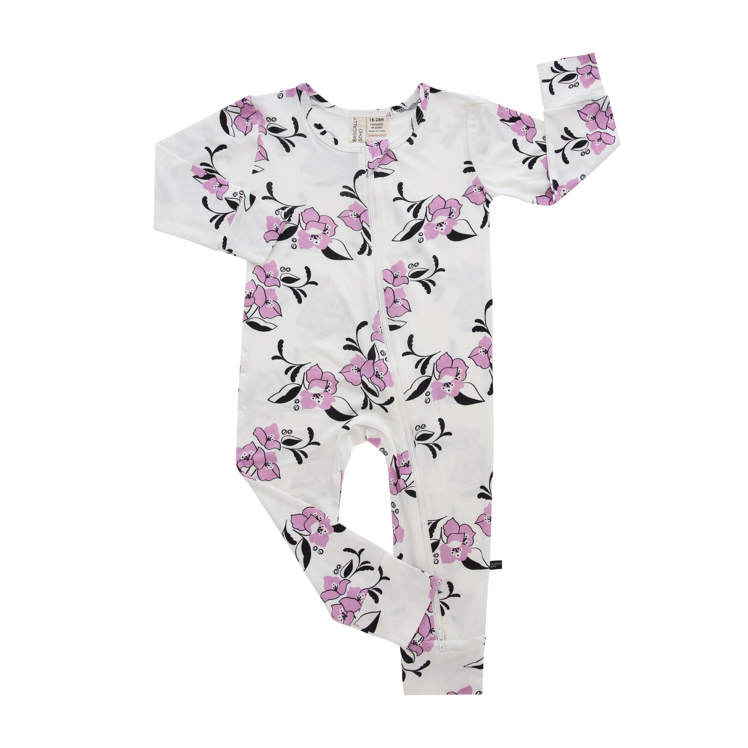 Amalfi Coast Purple Flower Zippered Romper