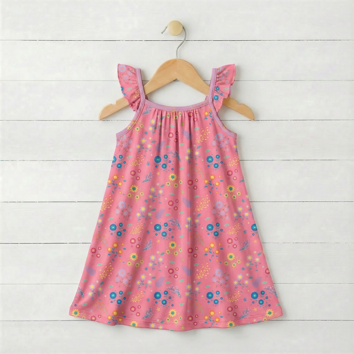 Flower Confetti Flutter Sleeve Dress