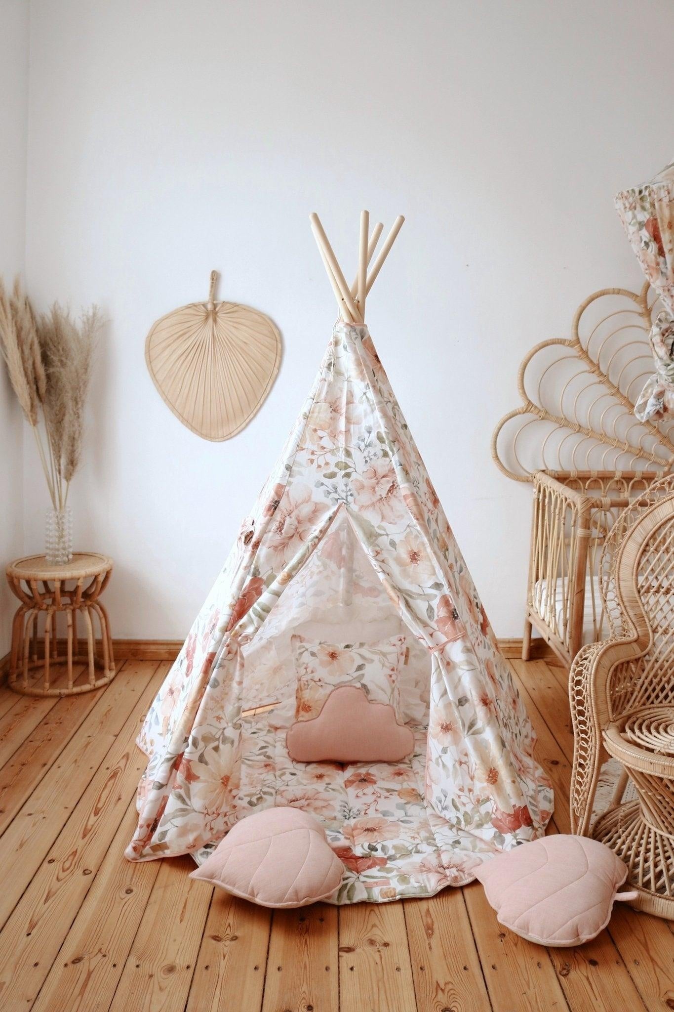 Flower Power Teepee Tent And Round Mat Set