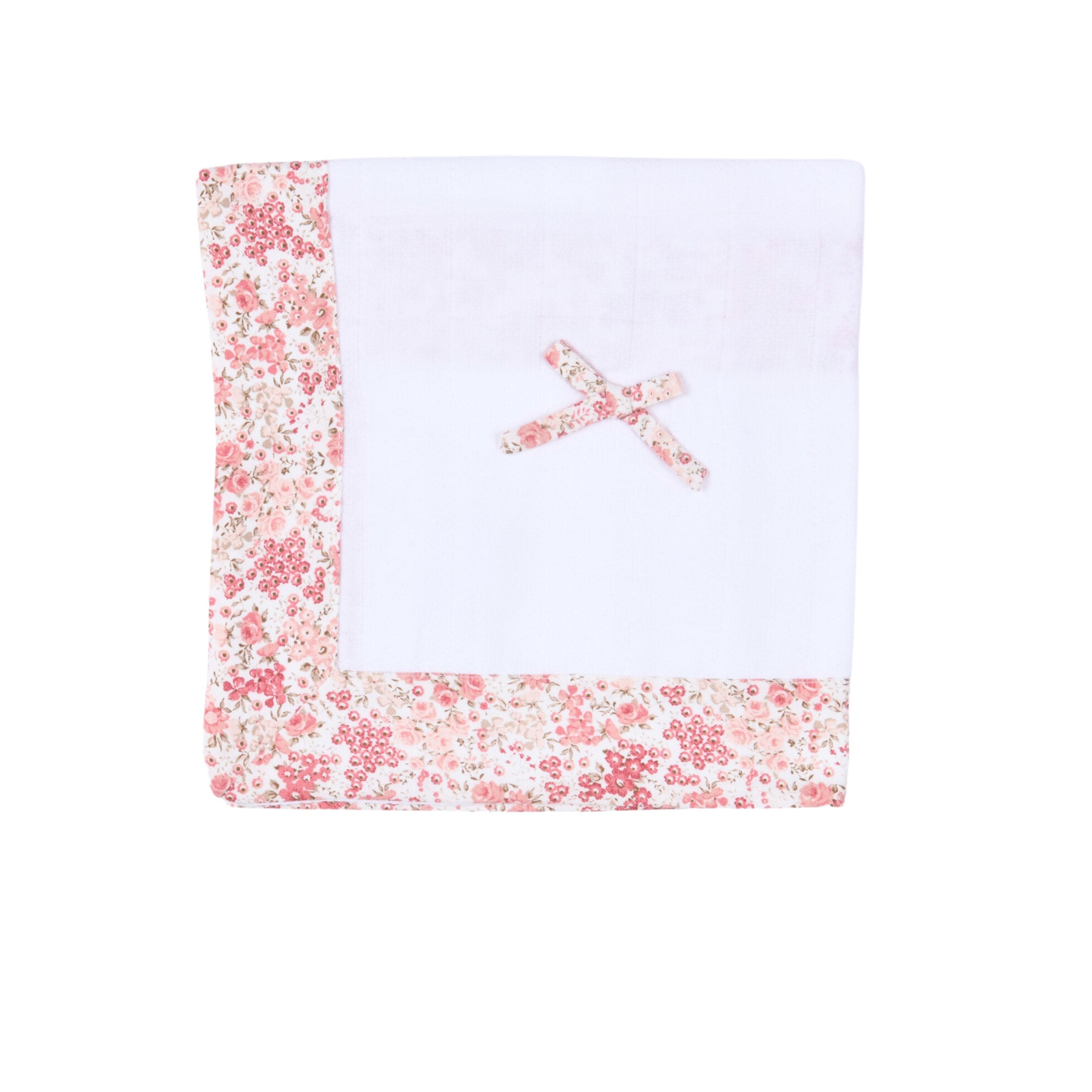 Flower | White Muslin Square With Flower Trim