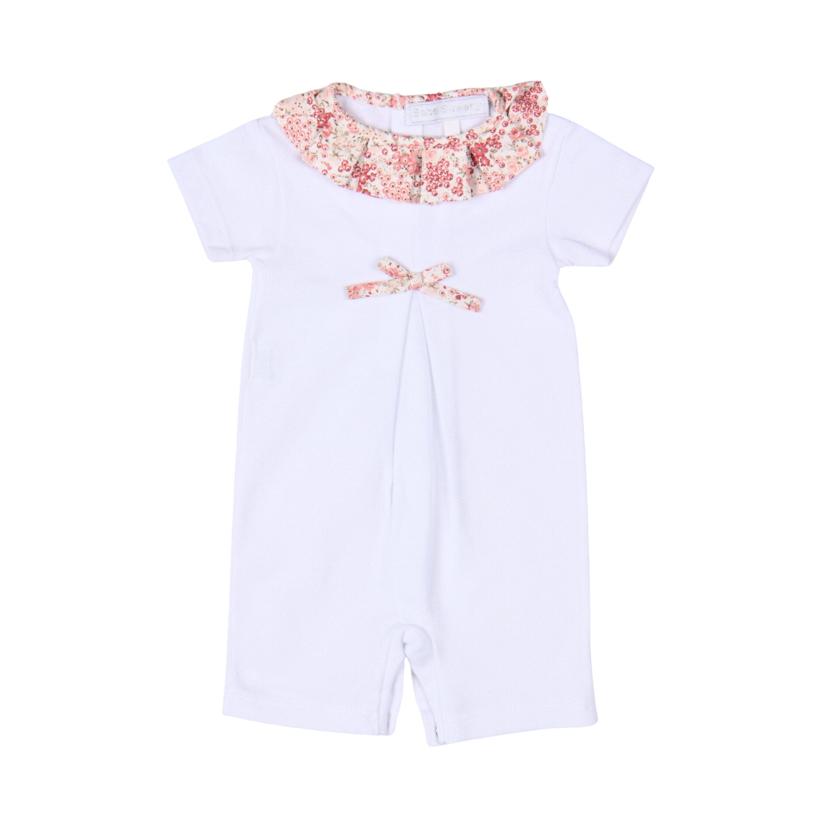 Flower | White Cotton Playsuit With Floral Collar